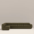 Bamba Left Hand Armless 4 Seater Corner Sofa | Olive Green Velvet Chenille