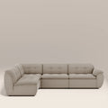 Bamba Left Hand Armless 3 Seater Corner Sofa | Pebble Grey Velvet Chenille