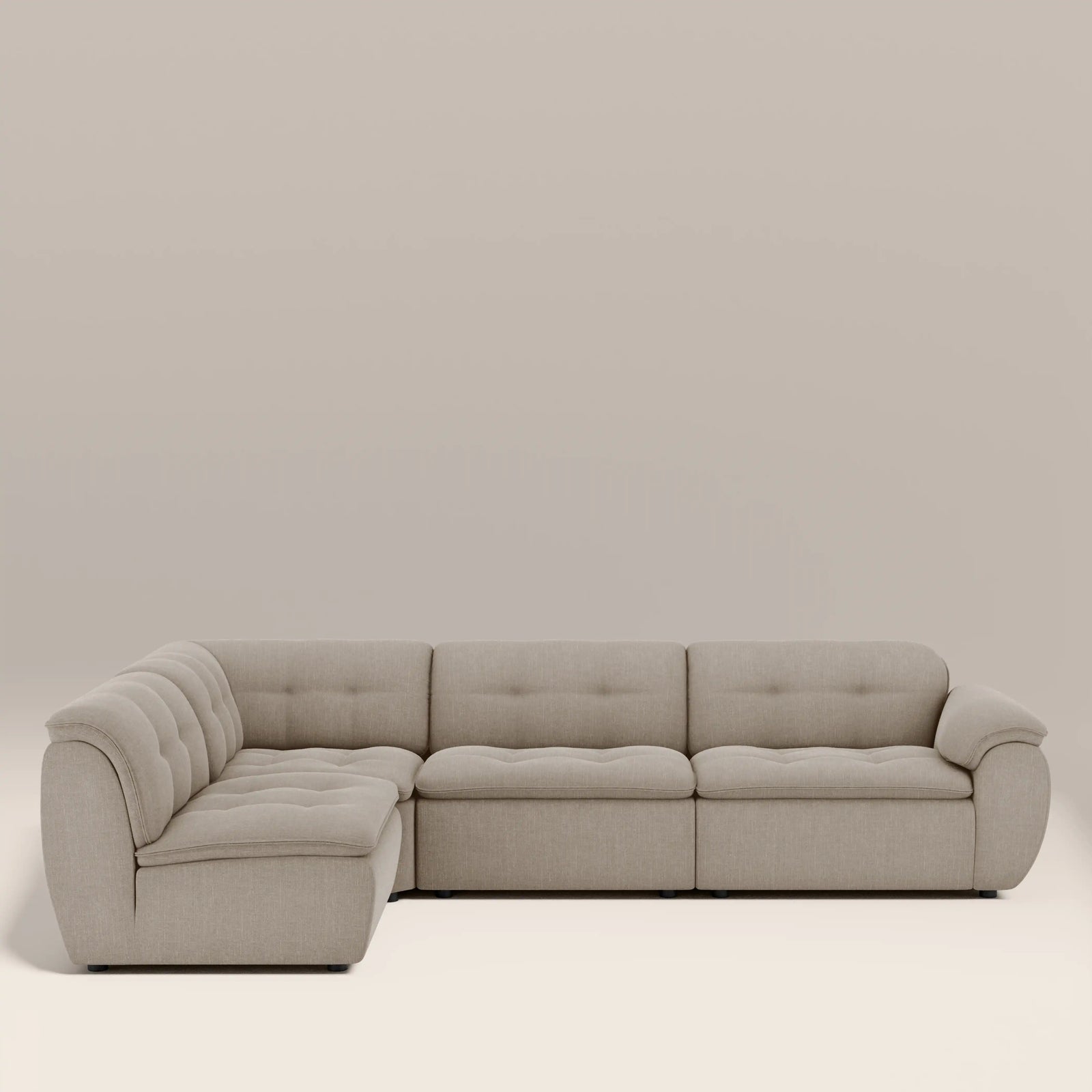 Bamba Left Hand Armless 3 Seater Corner Sofa | Pebble Grey Velvet Chenille
