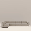 Bamba Left Hand Armless 4 Seater Corner Sofa | Pebble Grey Velvet Chenille