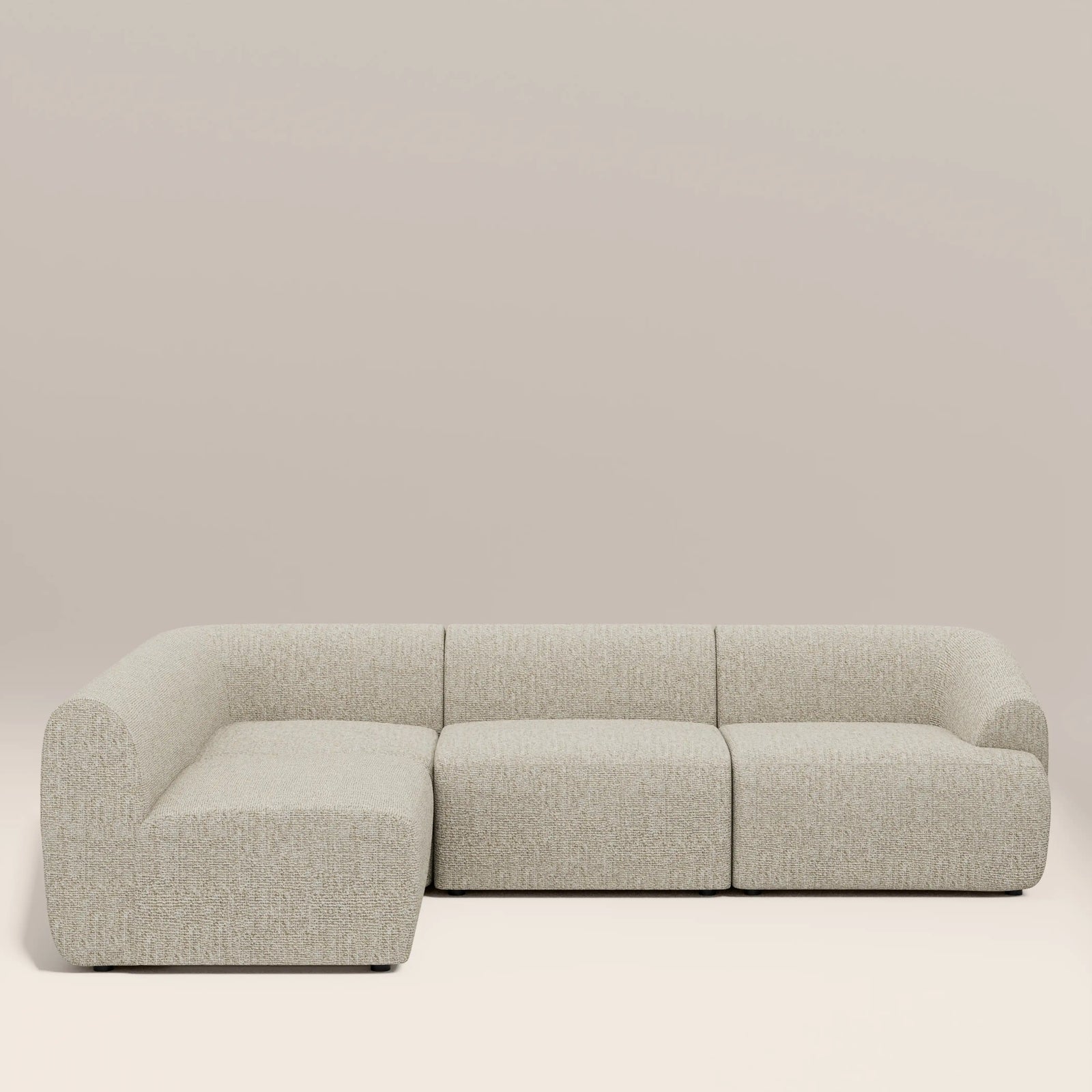 Malmo Left Hand Armless 3 Seater Corner Sofa | Oatmeal Woven Boucle