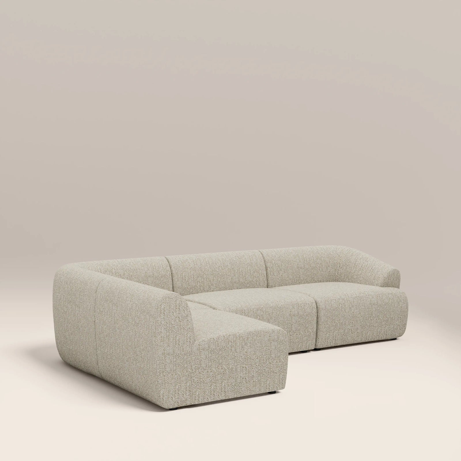 Malmo Left Hand Armless 3 Seater Corner Sofa | Oatmeal Woven Boucle