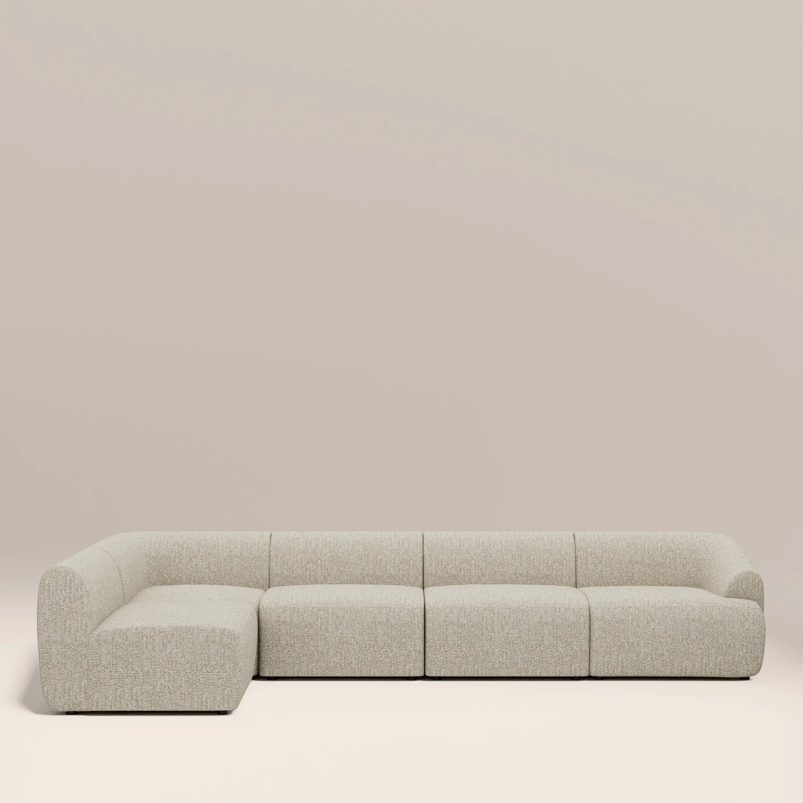 Malmo Left Hand Armless 4 Seater Corner Sofa | Oatmeal Woven Boucle