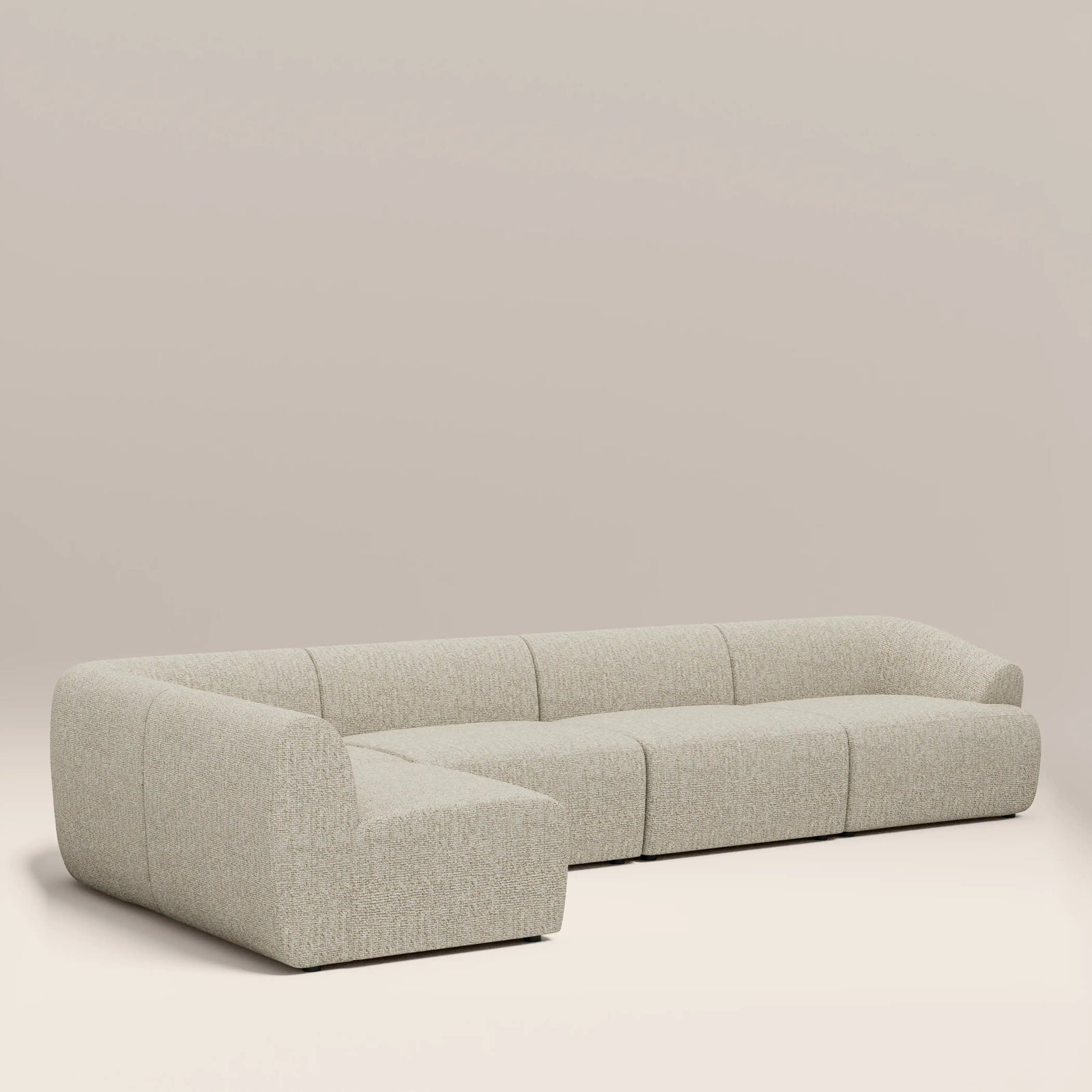 Malmo Left Hand Armless 4 Seater Corner Sofa | Oatmeal Woven Boucle