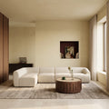 Malmo Left Hand Armless 4 Seater Corner Sofa | Oatmeal Woven Boucle