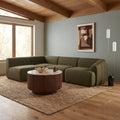 Malmo Left Hand Armless 3 Seater Corner Sofa | Olive Green Velvet Chenille