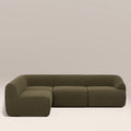 Malmo Left Hand Armless 3 Seater Corner Sofa | Olive Green Velvet Chenille