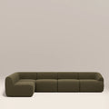 Malmo Left Hand Armless 4 Seater Corner Sofa | Olive Green Velvet Chenille