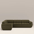 Bamba Left Hand 3 Seater Corner Sofa | Olive Green Velvet Chenille