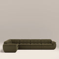 Bamba Left Hand 4 Seater Corner Sofa  | Olive Green Velvet Chenille