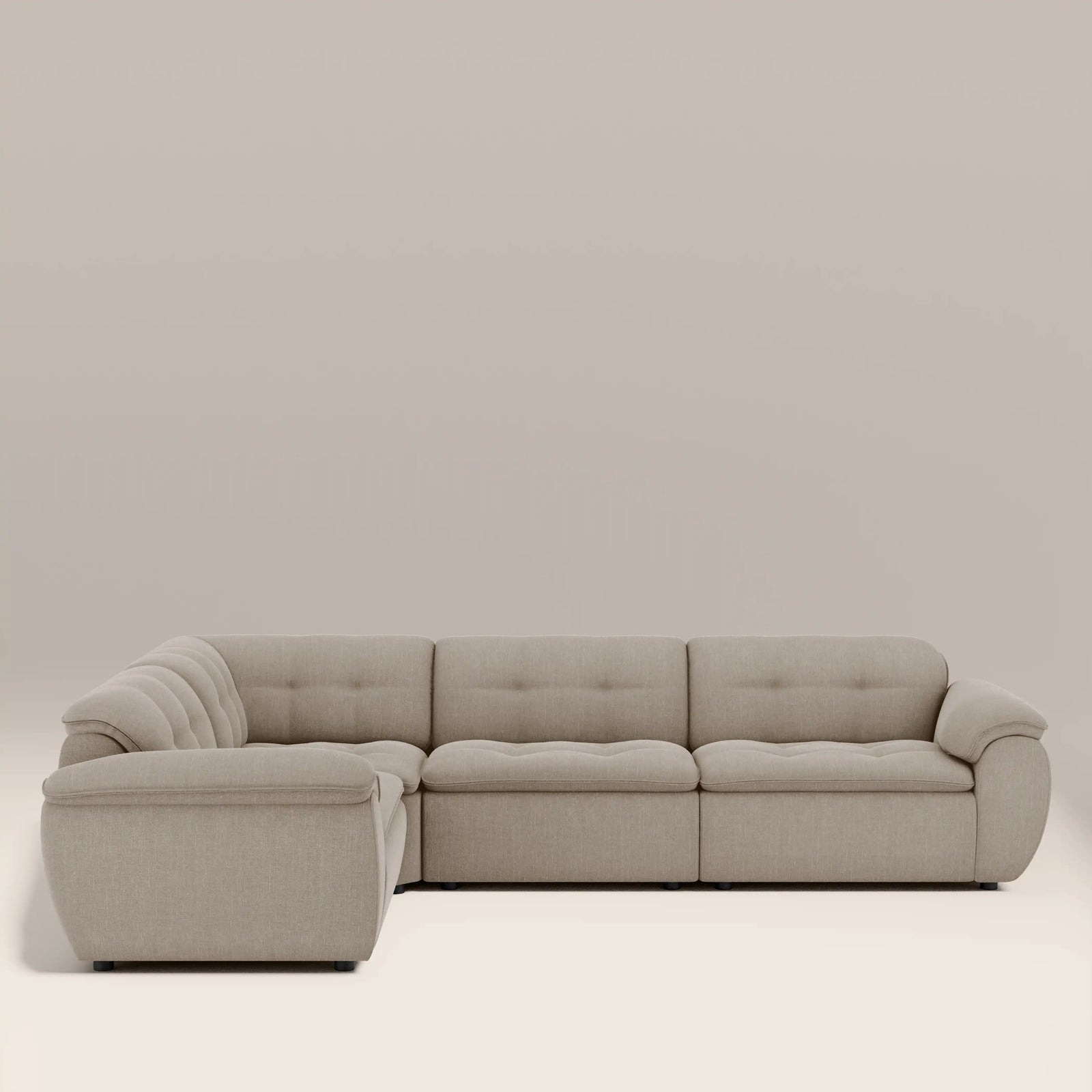Bamba Left Hand 3 Seater Corner Sofa | Pebble Grey Velvet Chenille