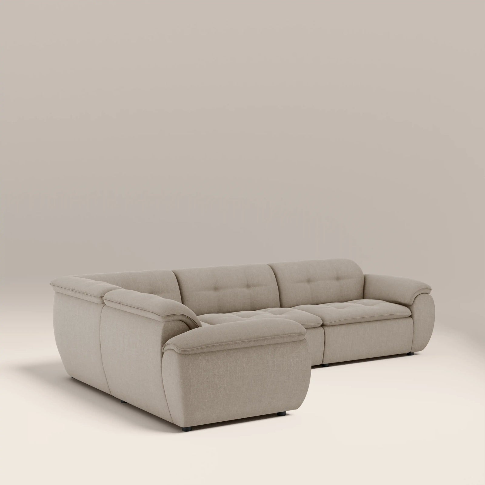 Bamba Left Hand 3 Seater Corner Sofa | Pebble Grey Velvet Chenille
