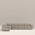 Bamba Left Hand 4 Seater Corner Sofa | Pebble Grey Velvet Chenille