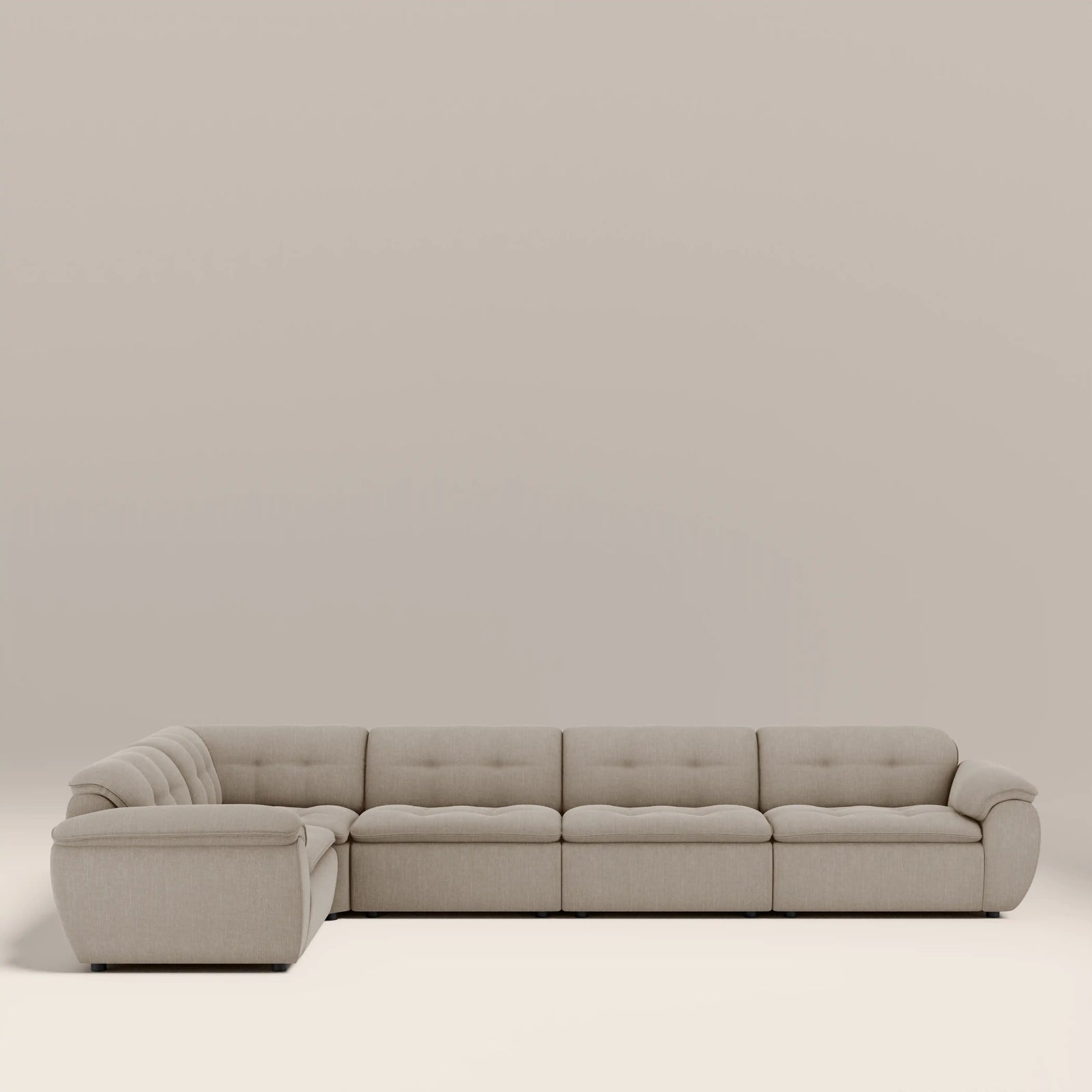 Bamba Left Hand 4 Seater Corner Sofa | Pebble Grey Velvet Chenille