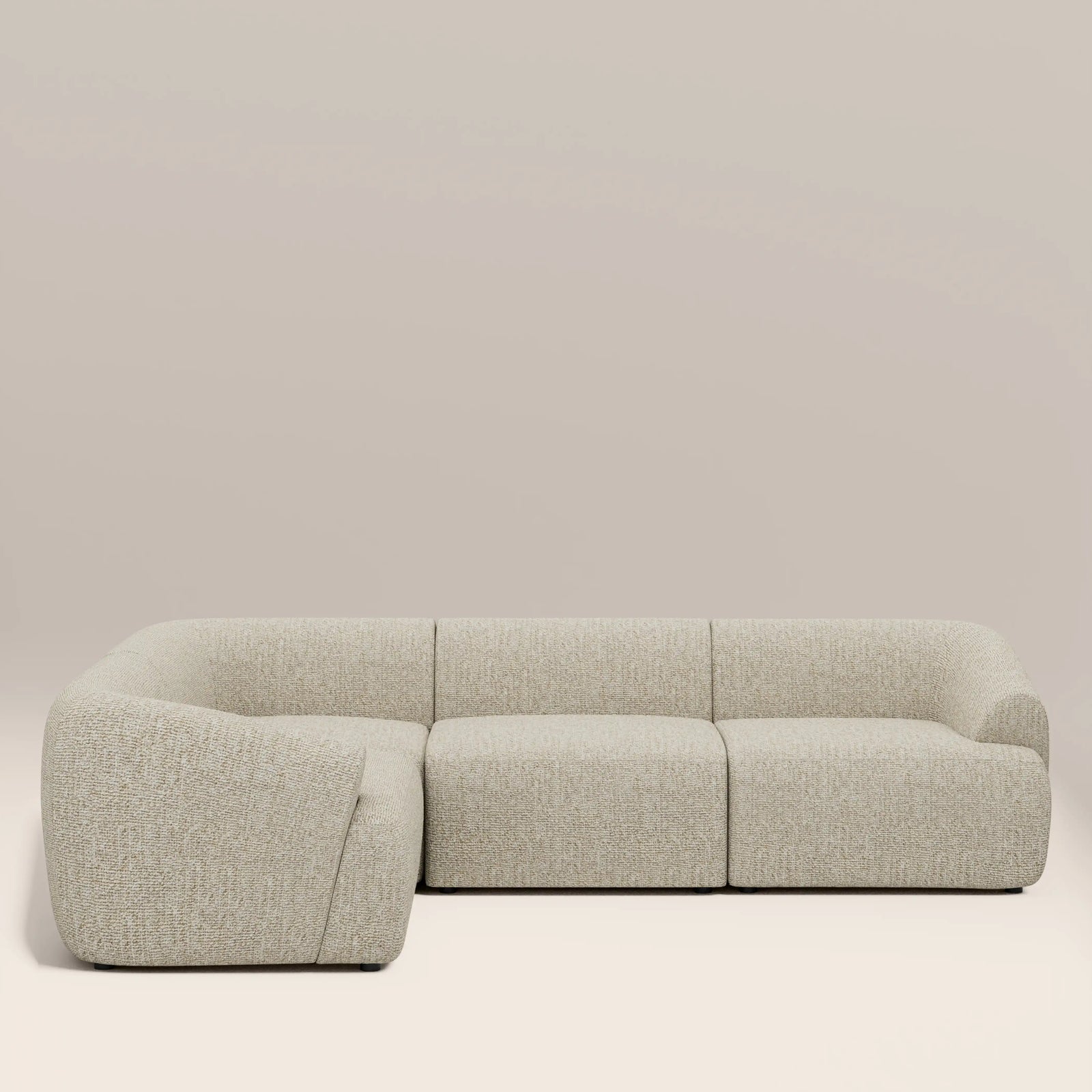 Malmo Left Hand 3 Seater Corner Sofa | Oatmeal Woven Boucle