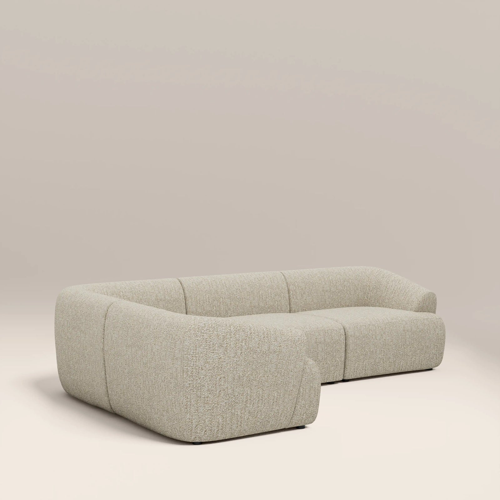 Malmo Left Hand 3 Seater Corner Sofa | Oatmeal Woven Boucle