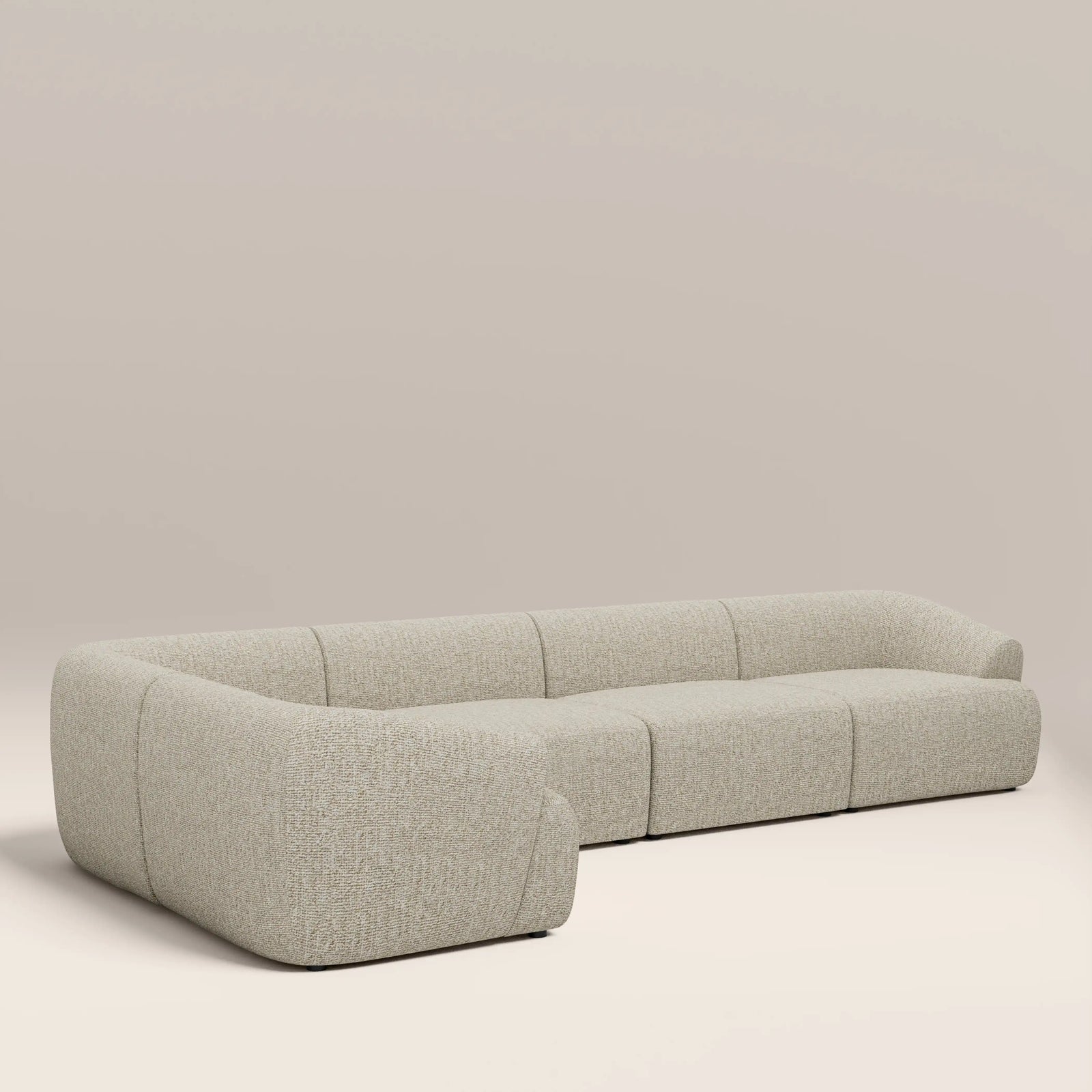 Malmo Left Hand 4 Seater Corner Sofa | Oatmeal Woven Boucle