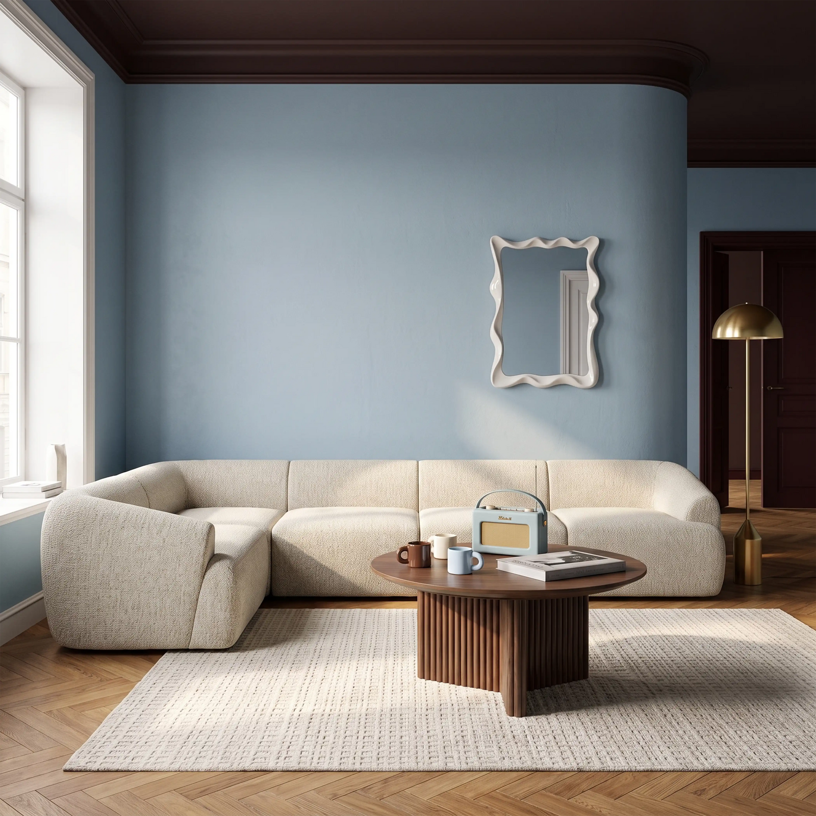 Malmo Corner Module Section | Oatmeal Woven Boucle