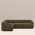 Malmo Left Hand 3 Seater Corner Sofa | Olive Green Velvet Chenille