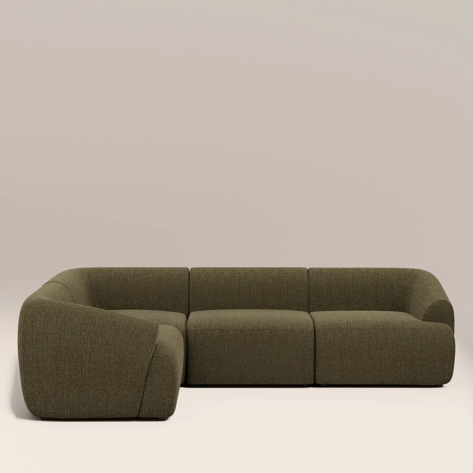 Malmo Left Hand 3 Seater Corner Sofa | Olive Green Velvet Chenille