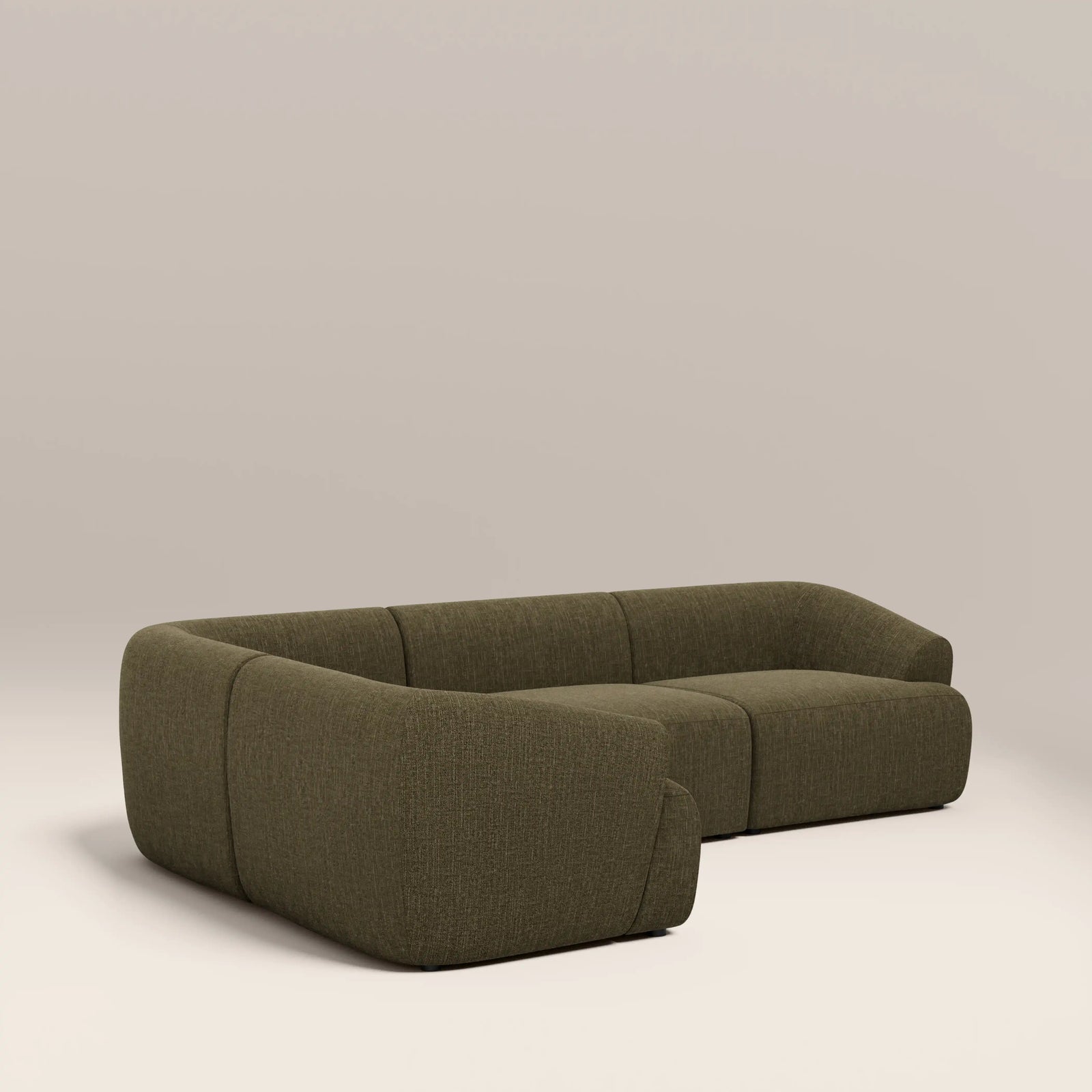 Malmo Left Hand 3 Seater Corner Sofa | Olive Green Velvet Chenille