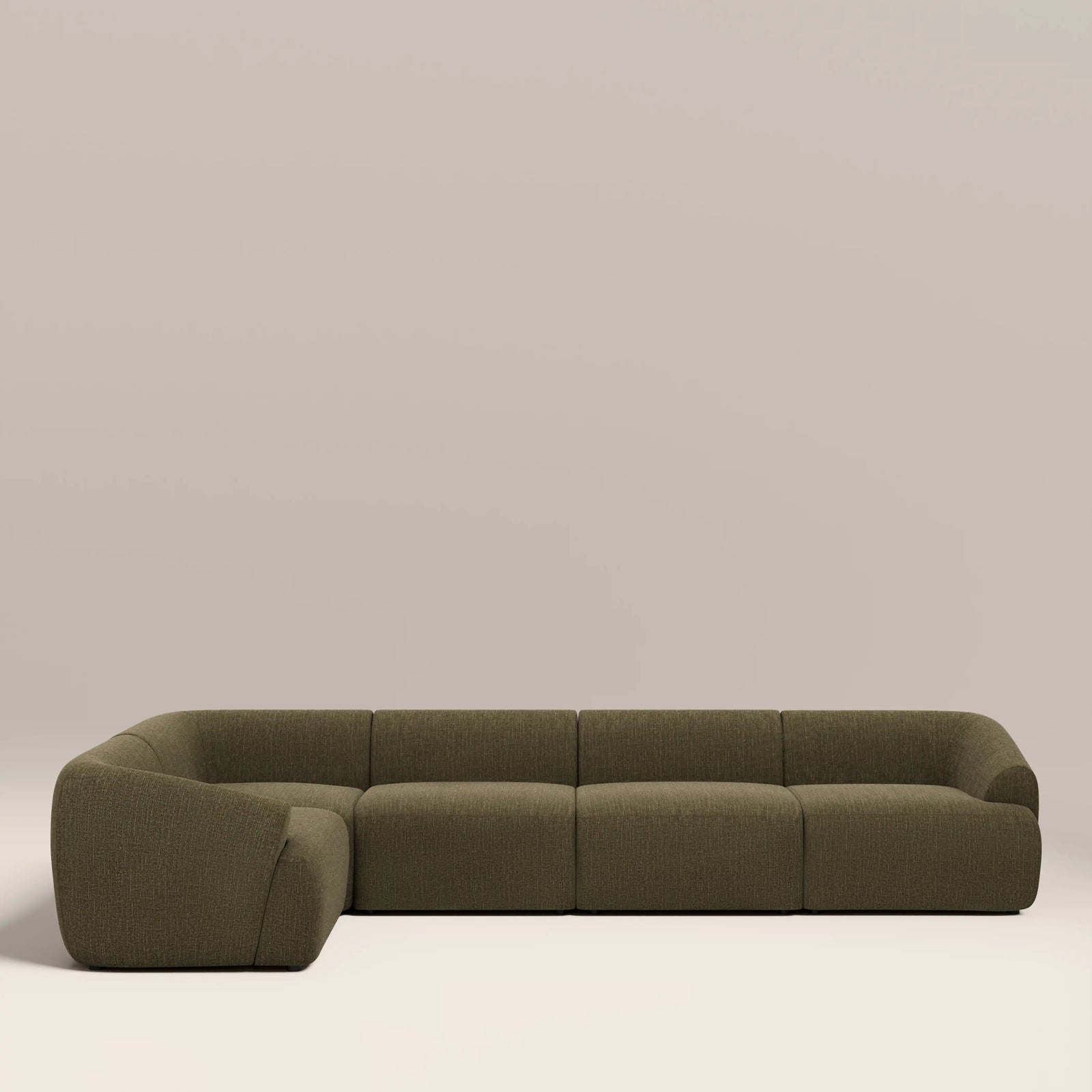 Malmo Left Hand 4 Seater Corner Sofa | Olive Green Velvet Chenille