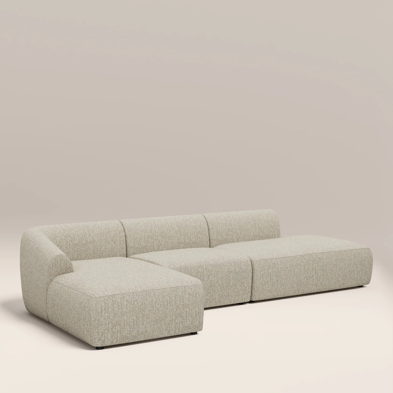 Malmo Left Hand 3 Seater L Shape Sofa | Oatmeal Woven Boucle
