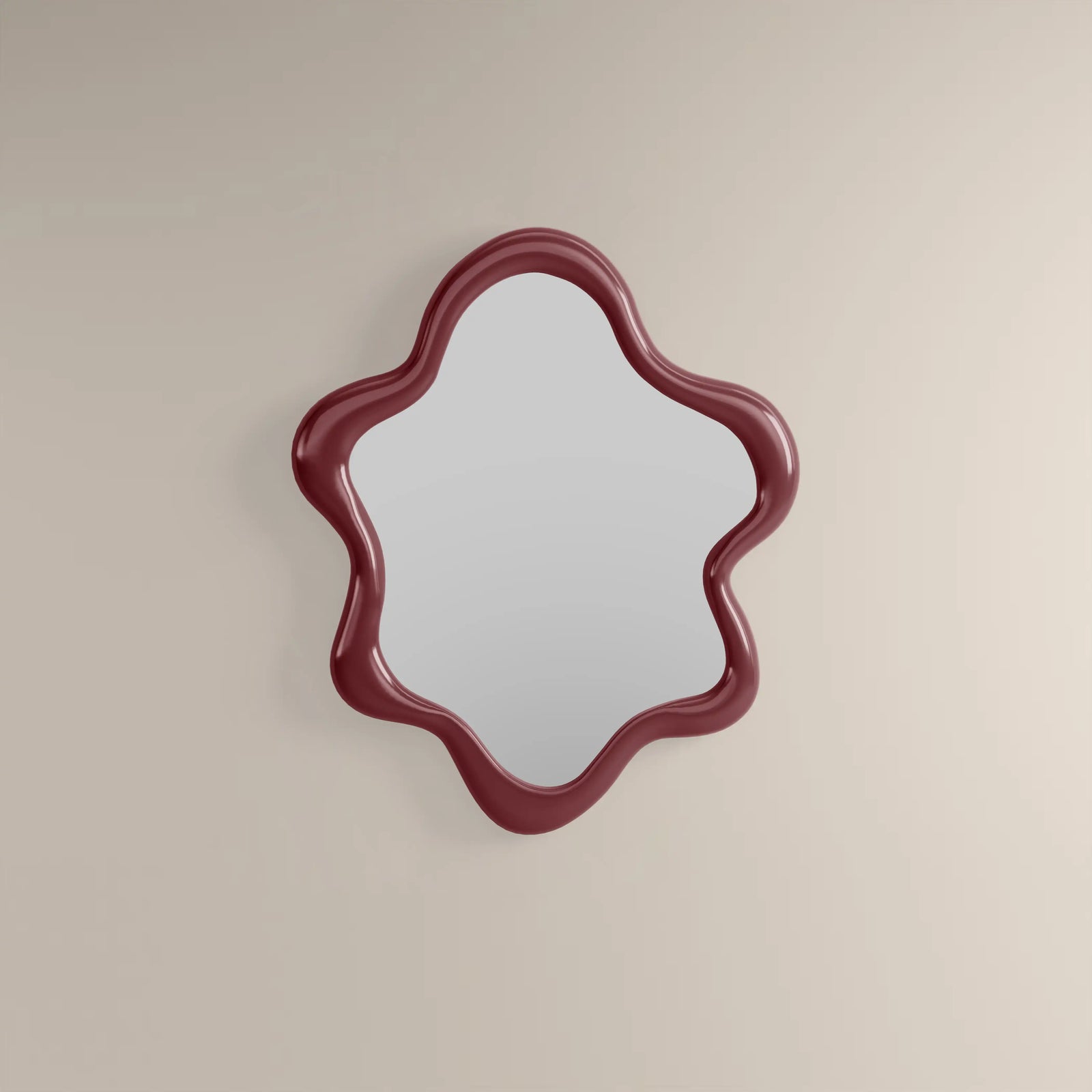 Lenny Wavy Wall Mirror, 100 x 83 cm | High Gloss Burgundy