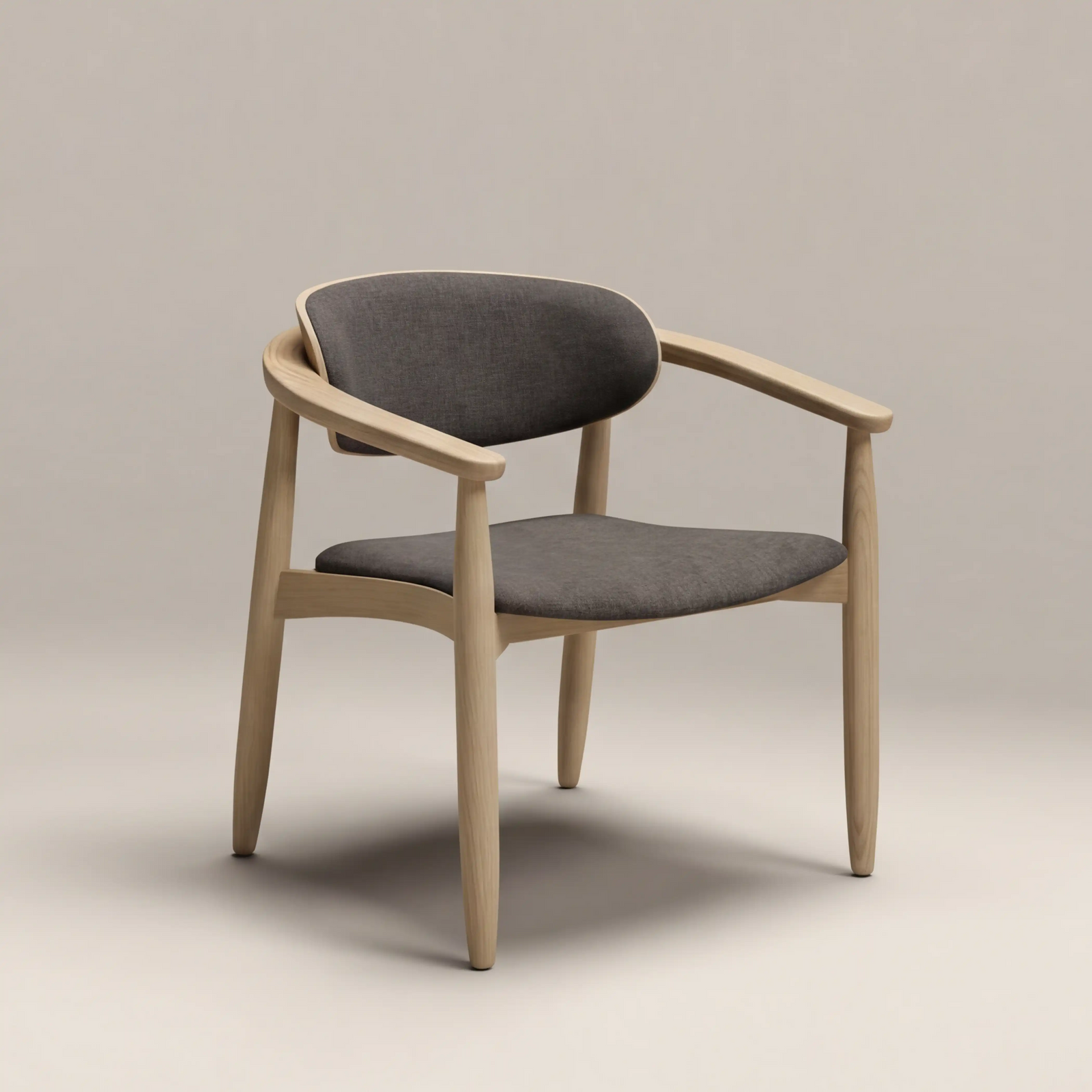 Emrik Stackable Wooden Carver Dining Chair | Upholstered Seat & Mixed Material Backrest