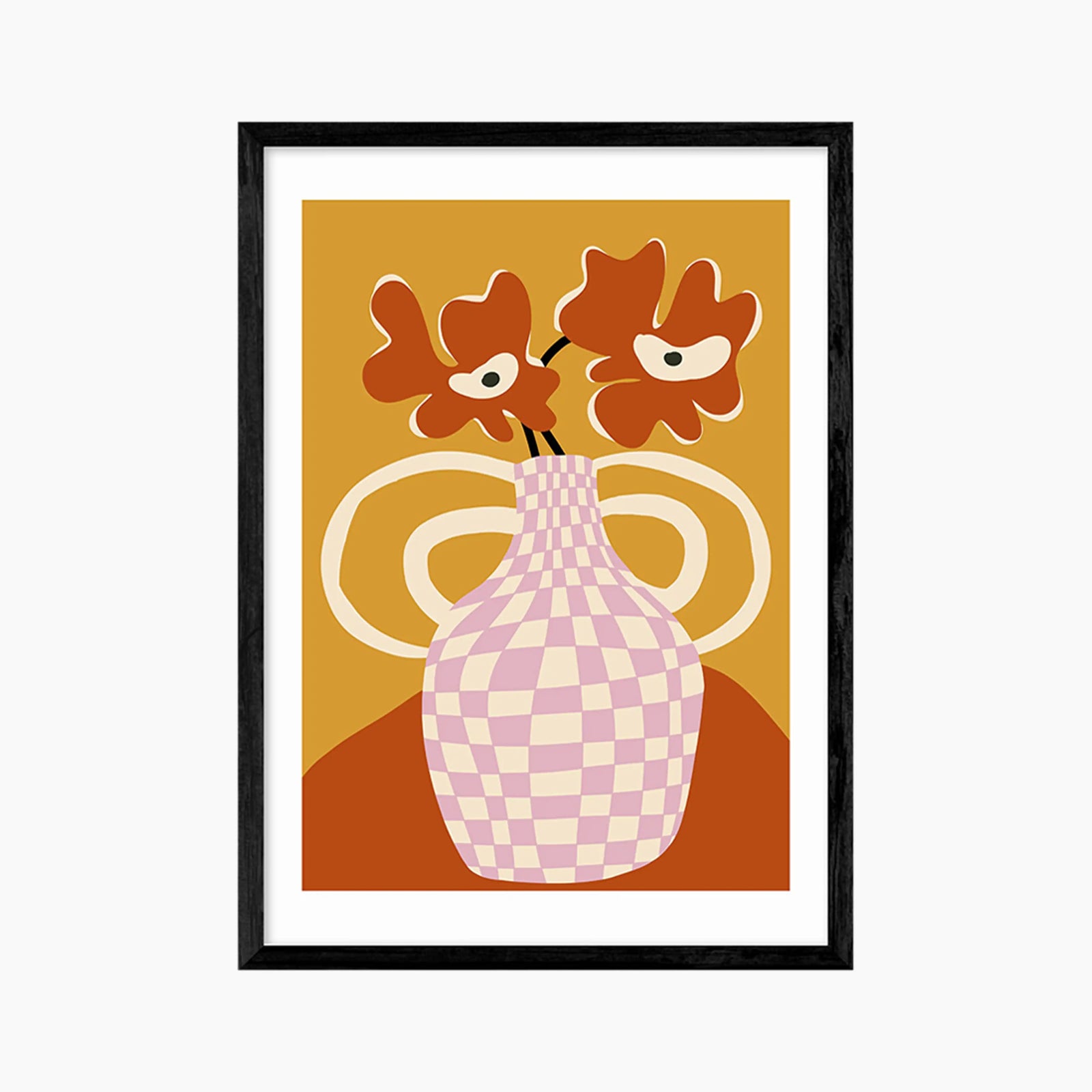 Retro Flowers Red Graphic Print