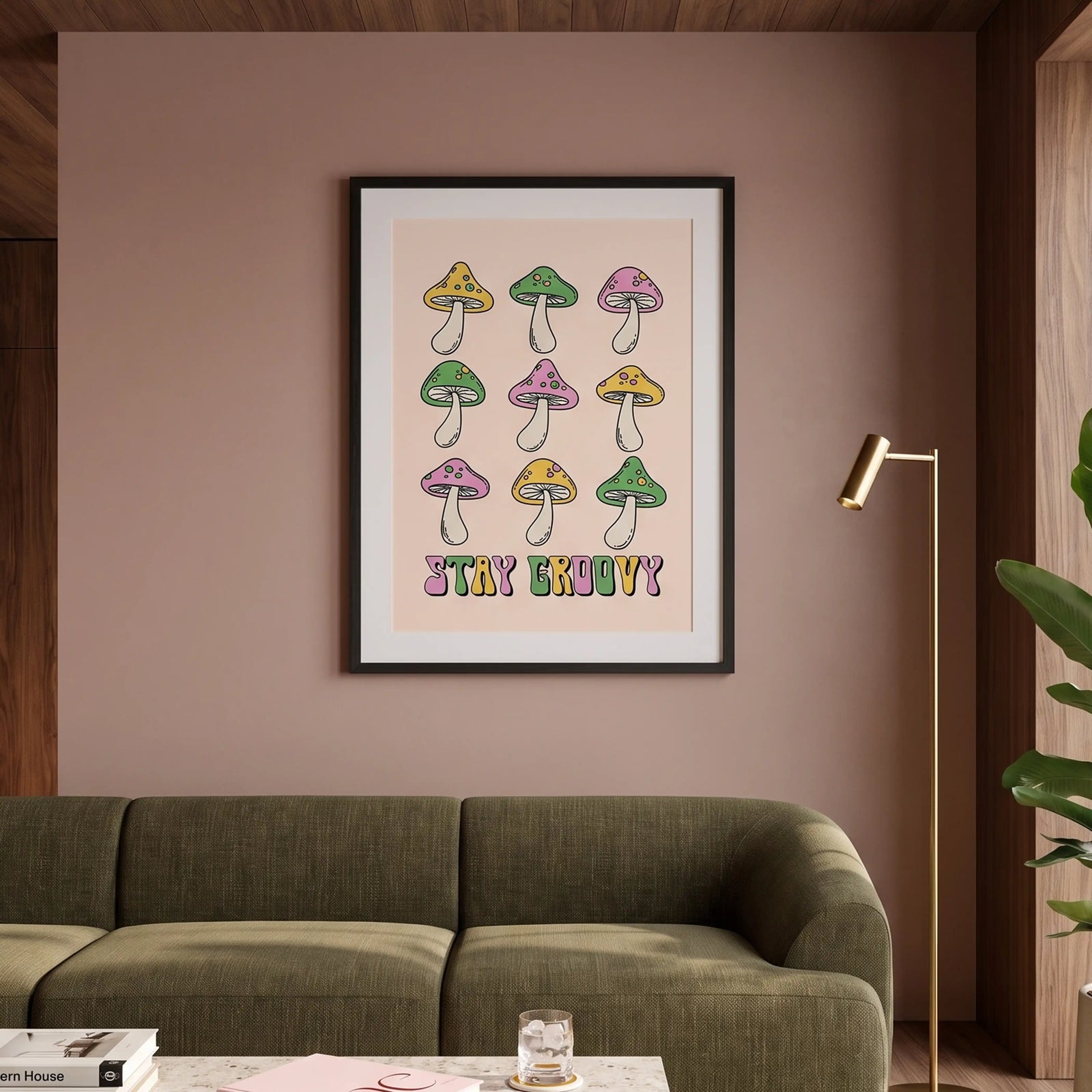 Stay Groovy Mushroom Graphic Print