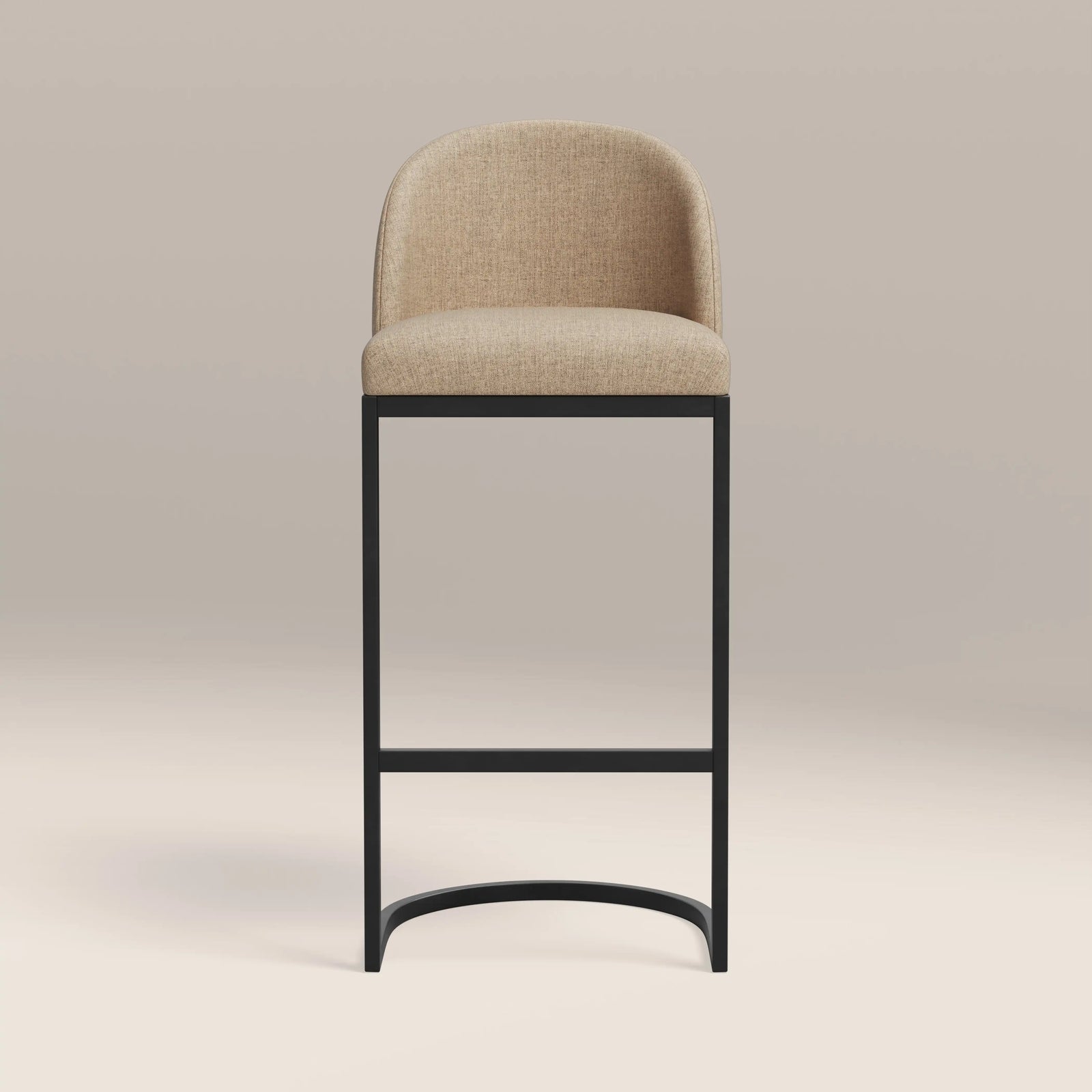 Matteo Bar Stool with Backrest | Latte Sustainable Fabric
