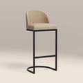 Matteo Bar Stool with Backrest | Latte Sustainable Fabric