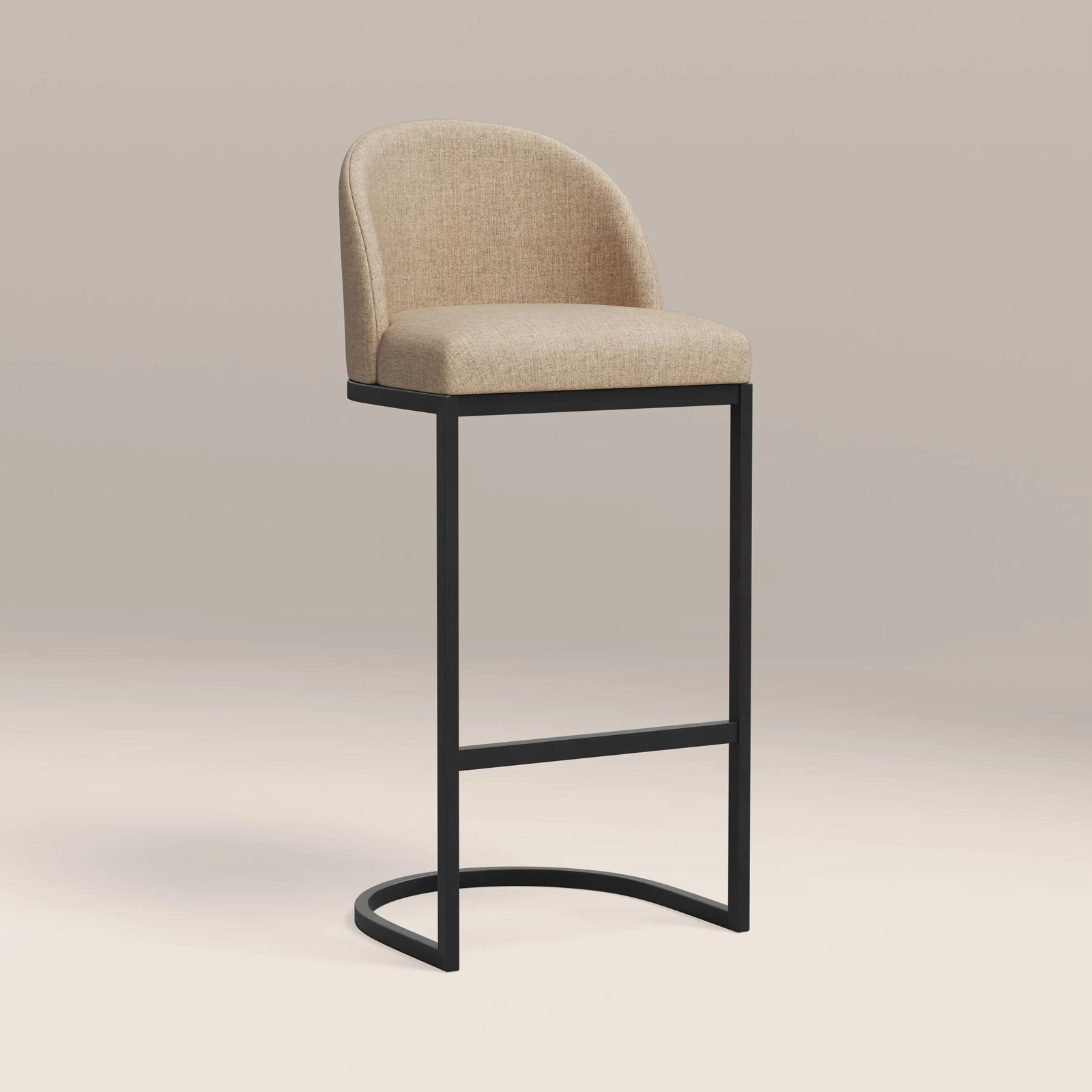 Matteo Bar Stool with Backrest | Latte Sustainable Fabric