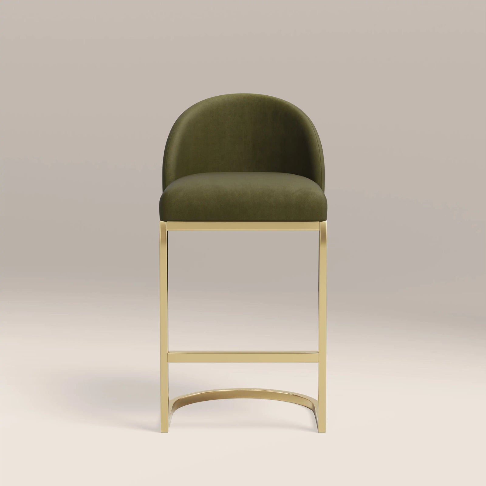 Matteo Kitchen Stool with Backrest | Olive Green Sustainable Velvet