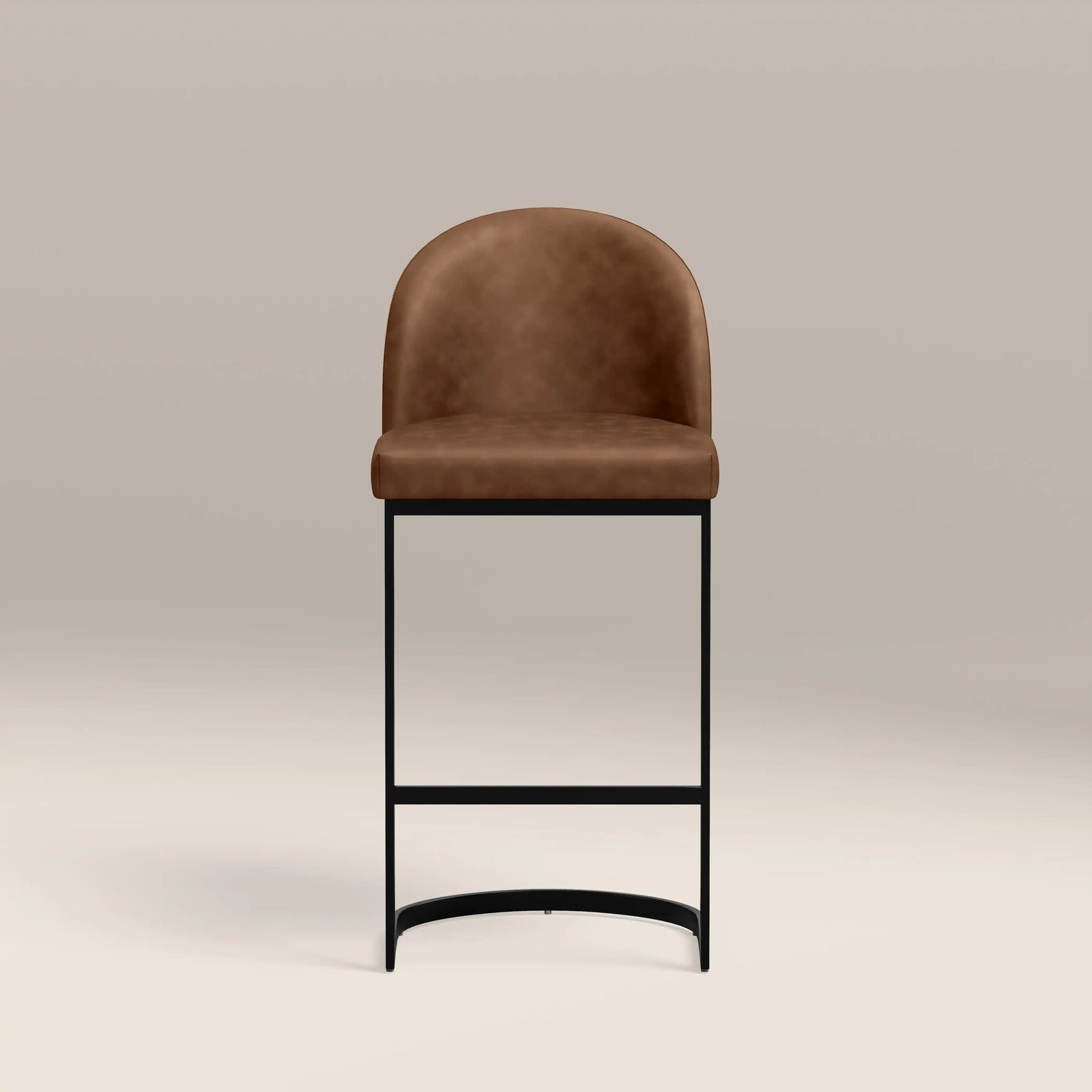 Matteo Kitchen Stool with Backrest | Vintage Tan Faux Leather