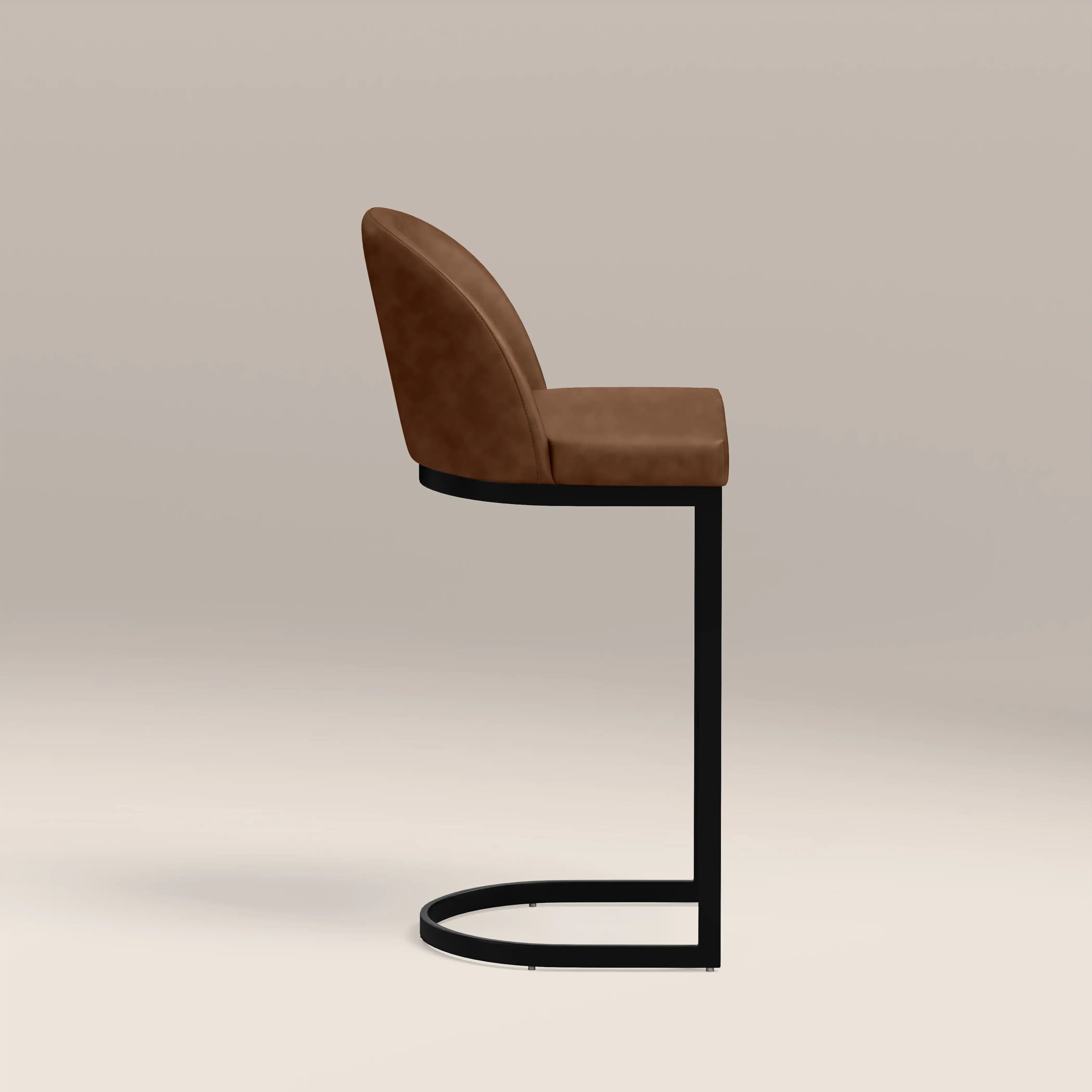 Matteo Kitchen Stool with Backrest | Vintage Tan Faux Leather