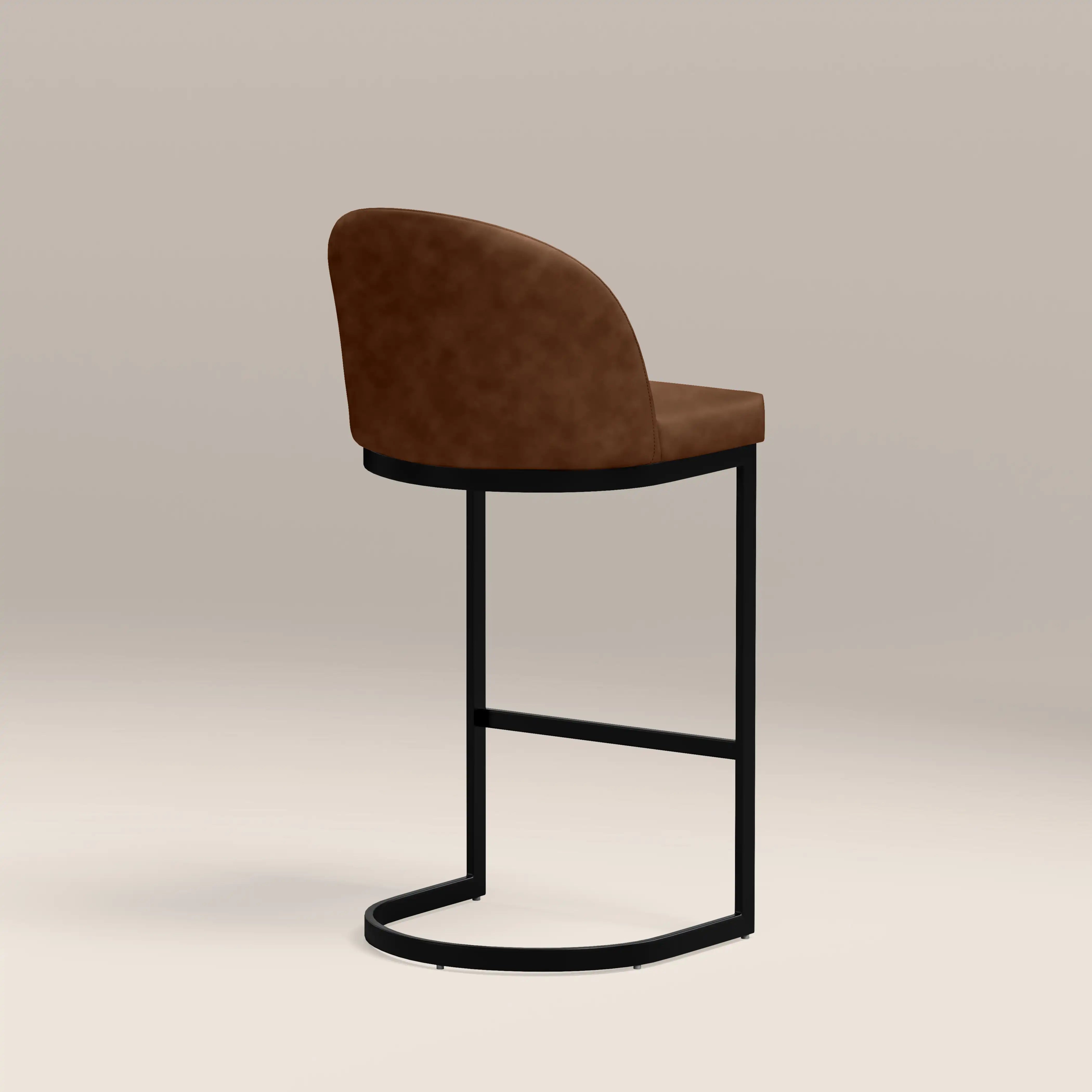 Matteo Kitchen Stool with Backrest | Vintage Tan Faux Leather