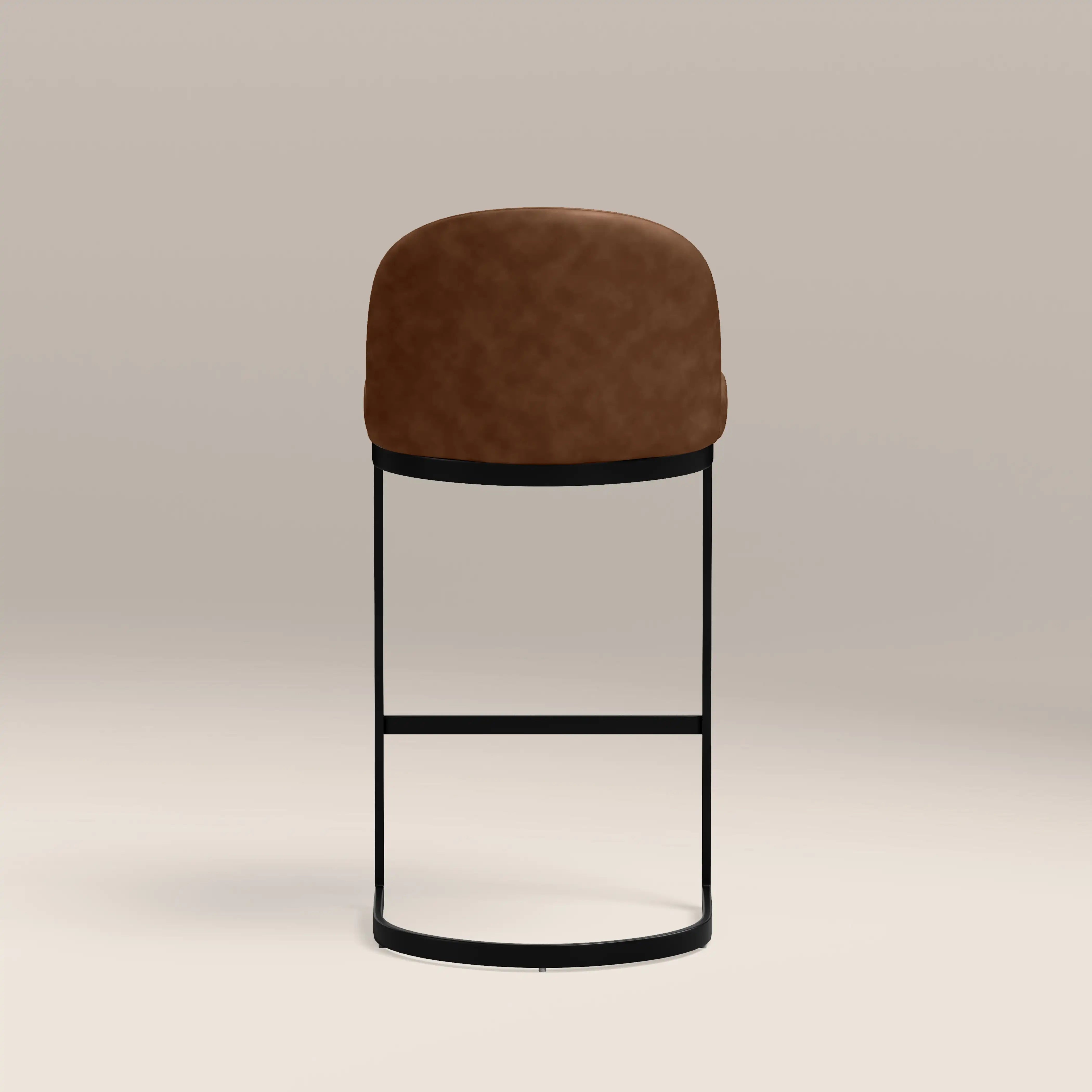 Matteo Kitchen Stool with Backrest | Vintage Tan Faux Leather