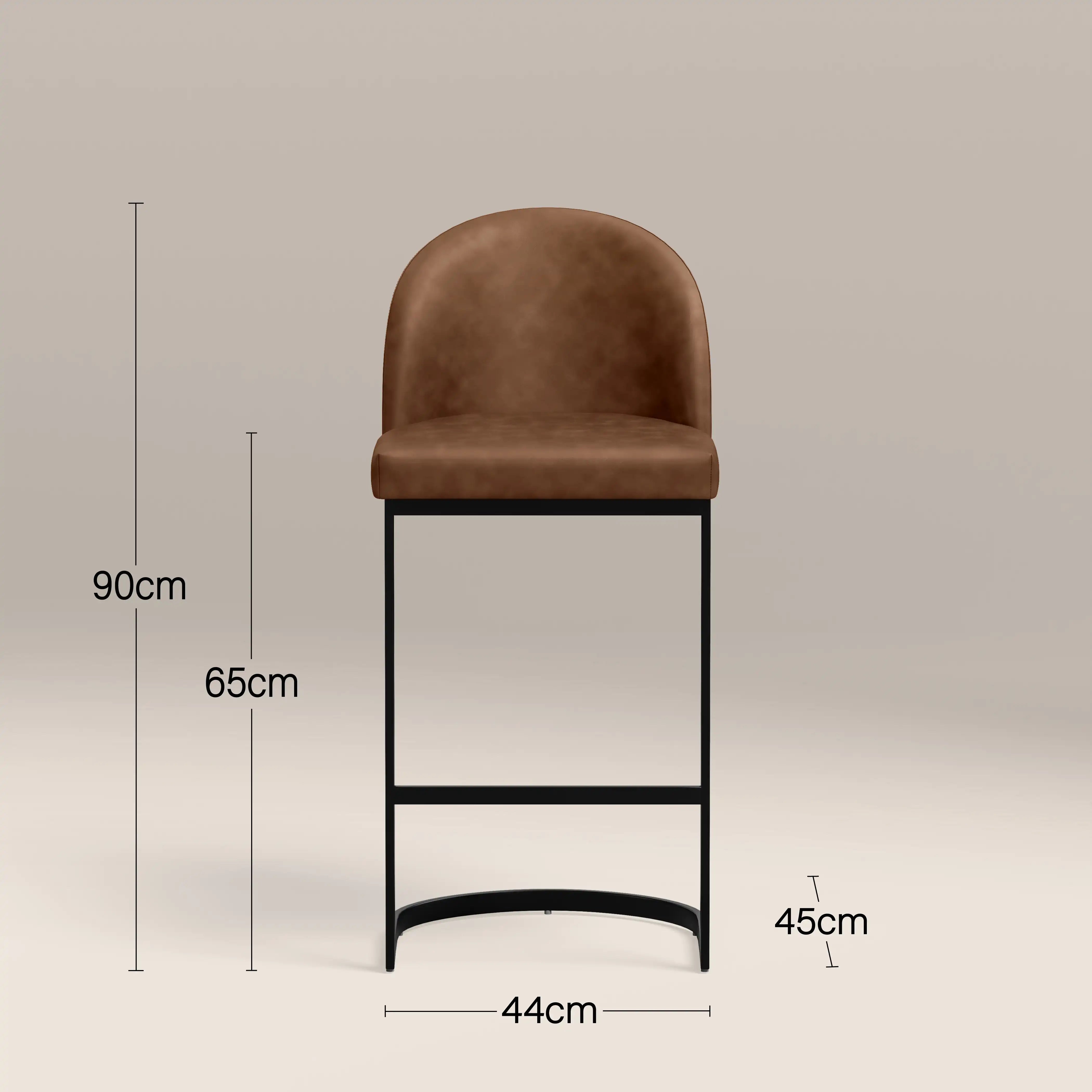 Matteo Kitchen Stool with Backrest | Vintage Tan Faux Leather