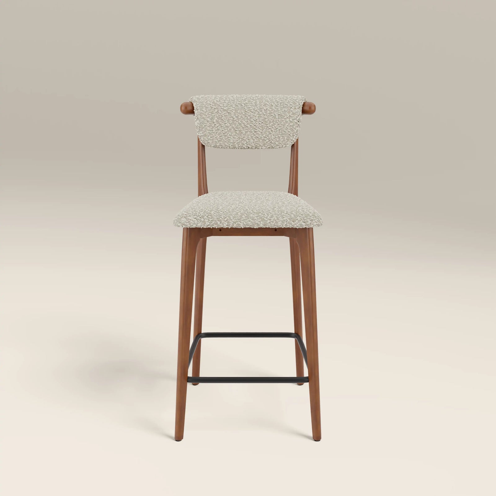 Nobu Kitchen Stool | Speckled Stone Sustainable Boucle & Walnut
