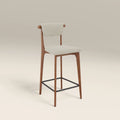 Nobu Kitchen Stool | Speckled Stone Sustainable Boucle & Walnut