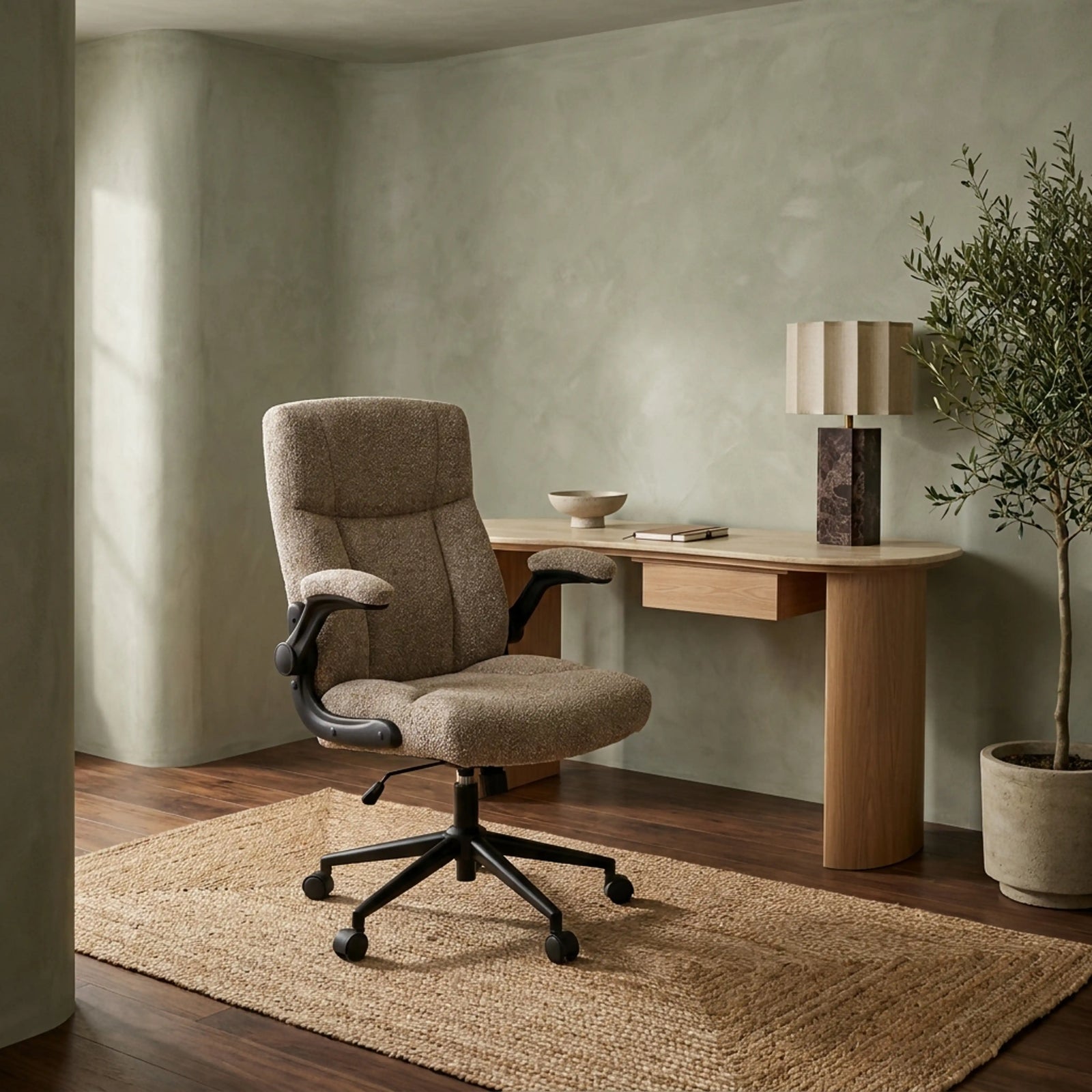 Adra Office Chair | Speckled Cappuccino Boucle & Black
