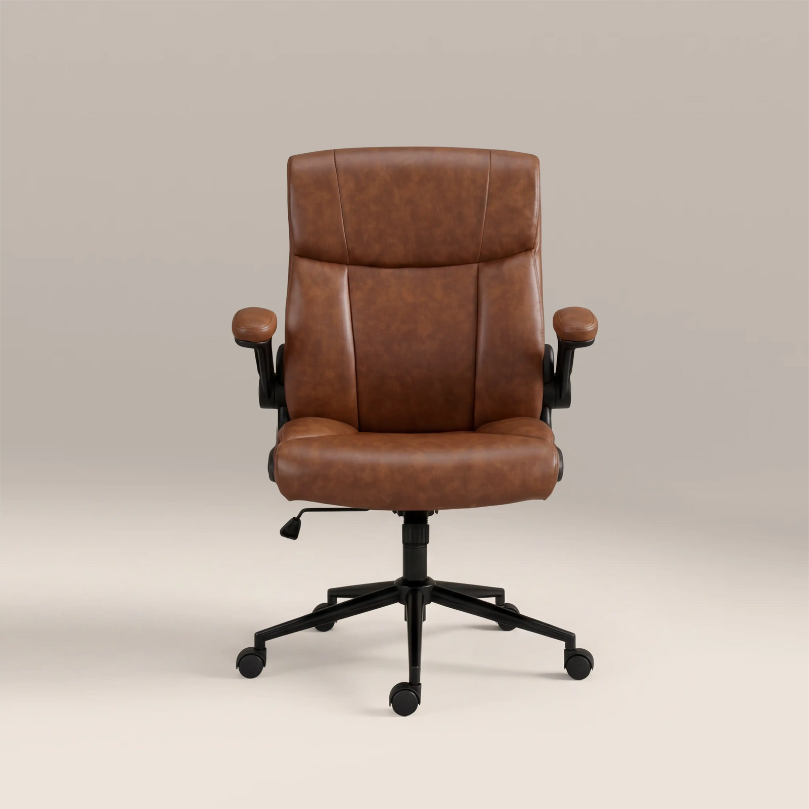 Adra Office Chair | Vintage Tan Faux Leather & Black