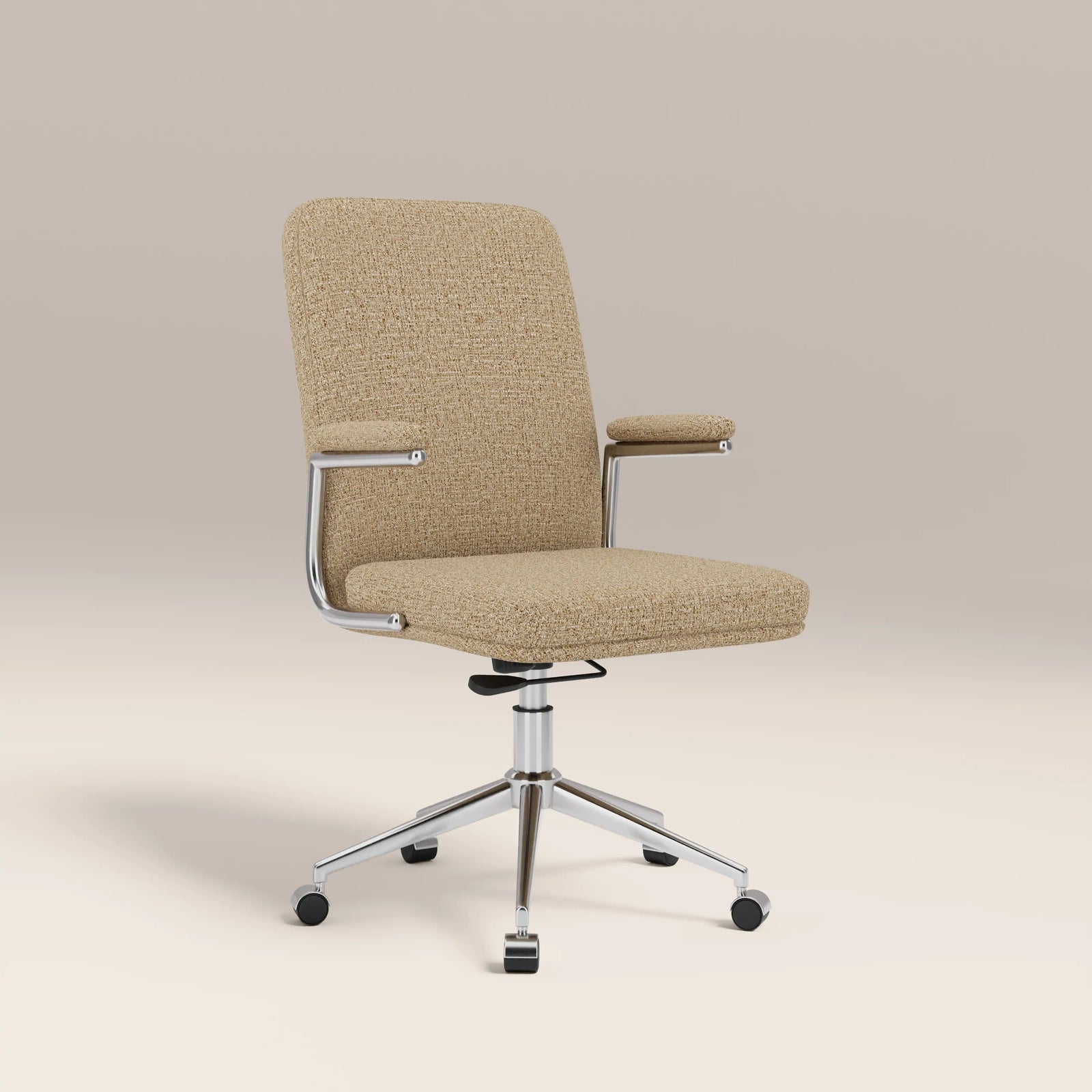 Elara Office Chair | Speckled Latte Boucle & Chrome
