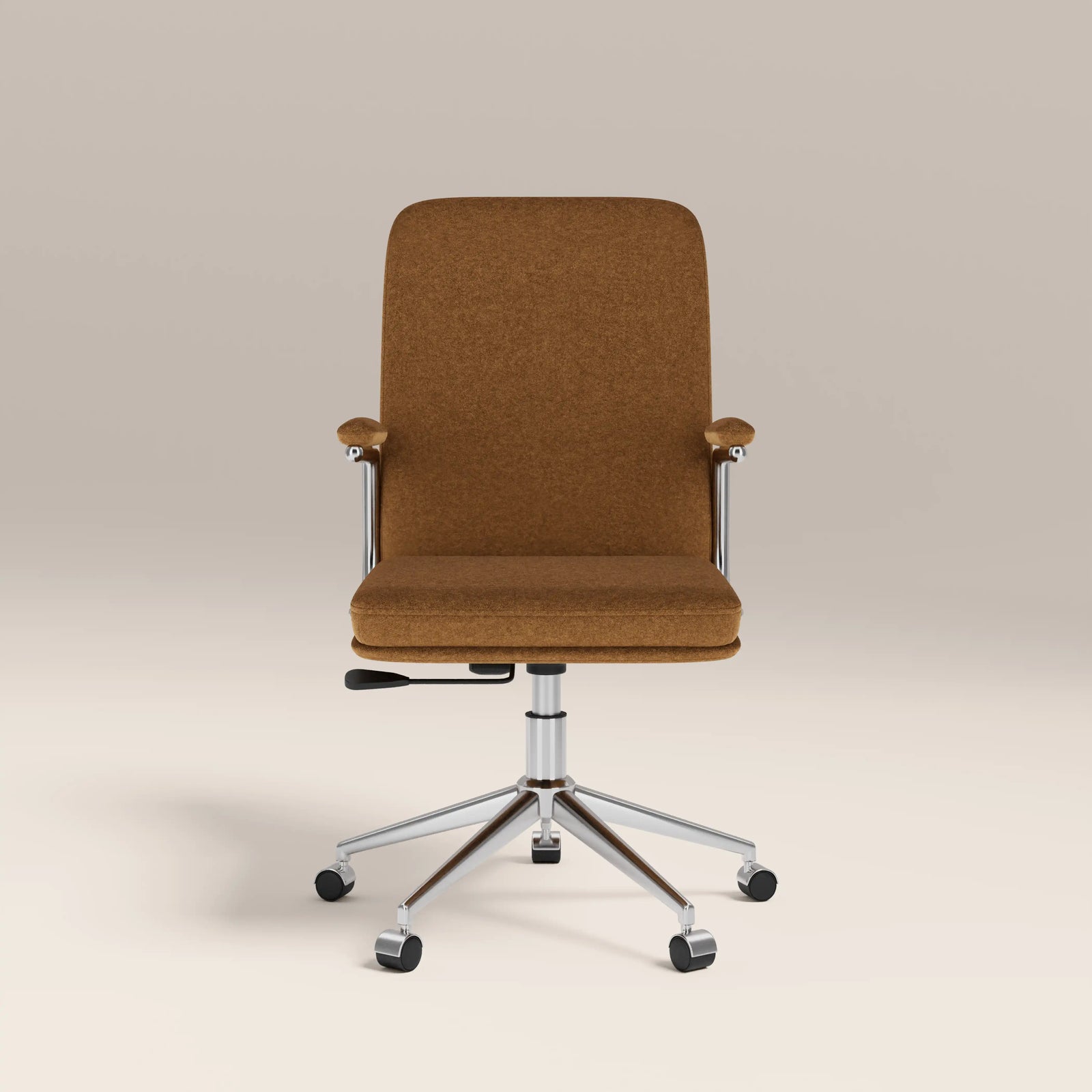 Elara Office Chair | Caramel Brown Sustainable Mohair Velvet & Chrome