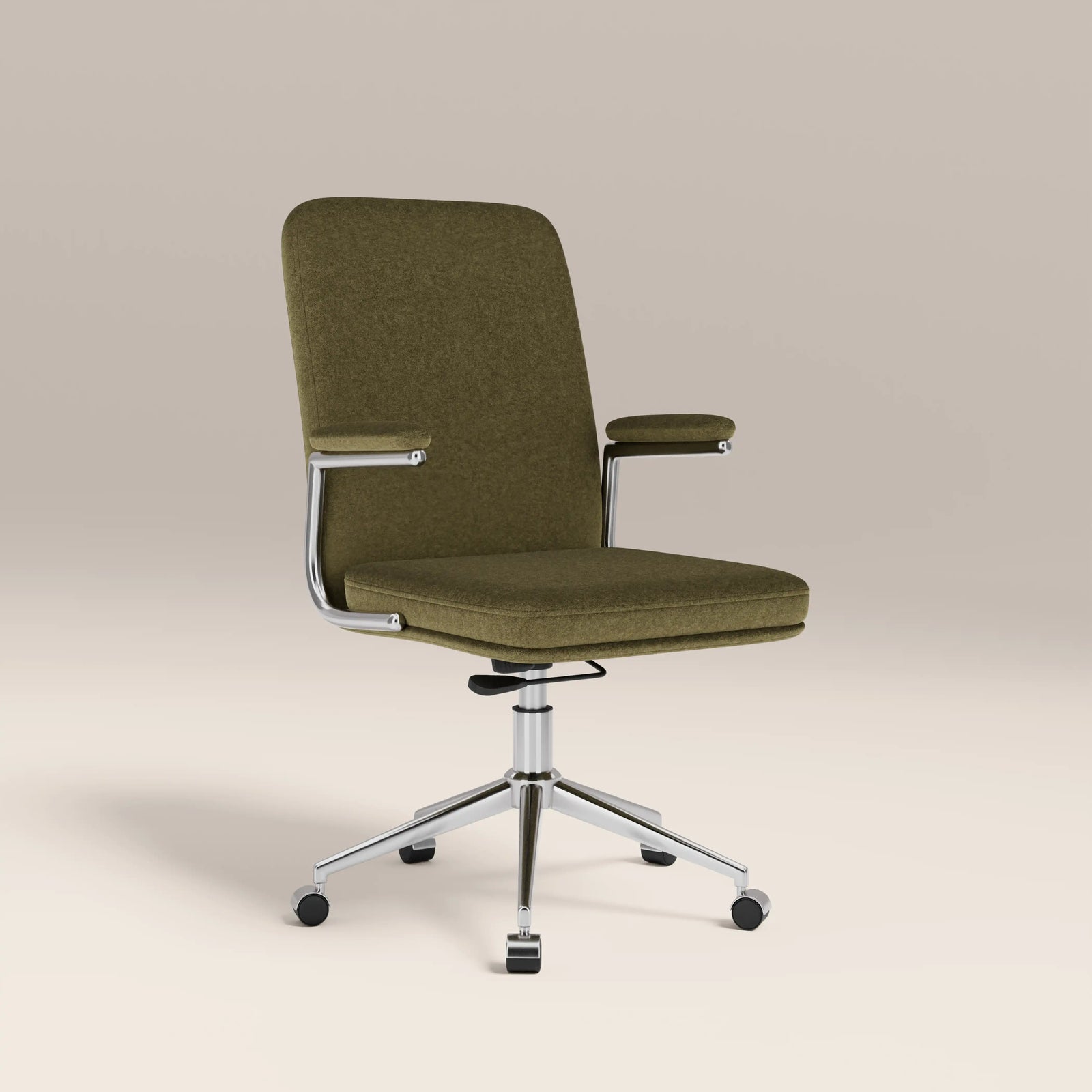 Elara Office Chair | Moss Green Sustainable Mohair Velvet & Chrome