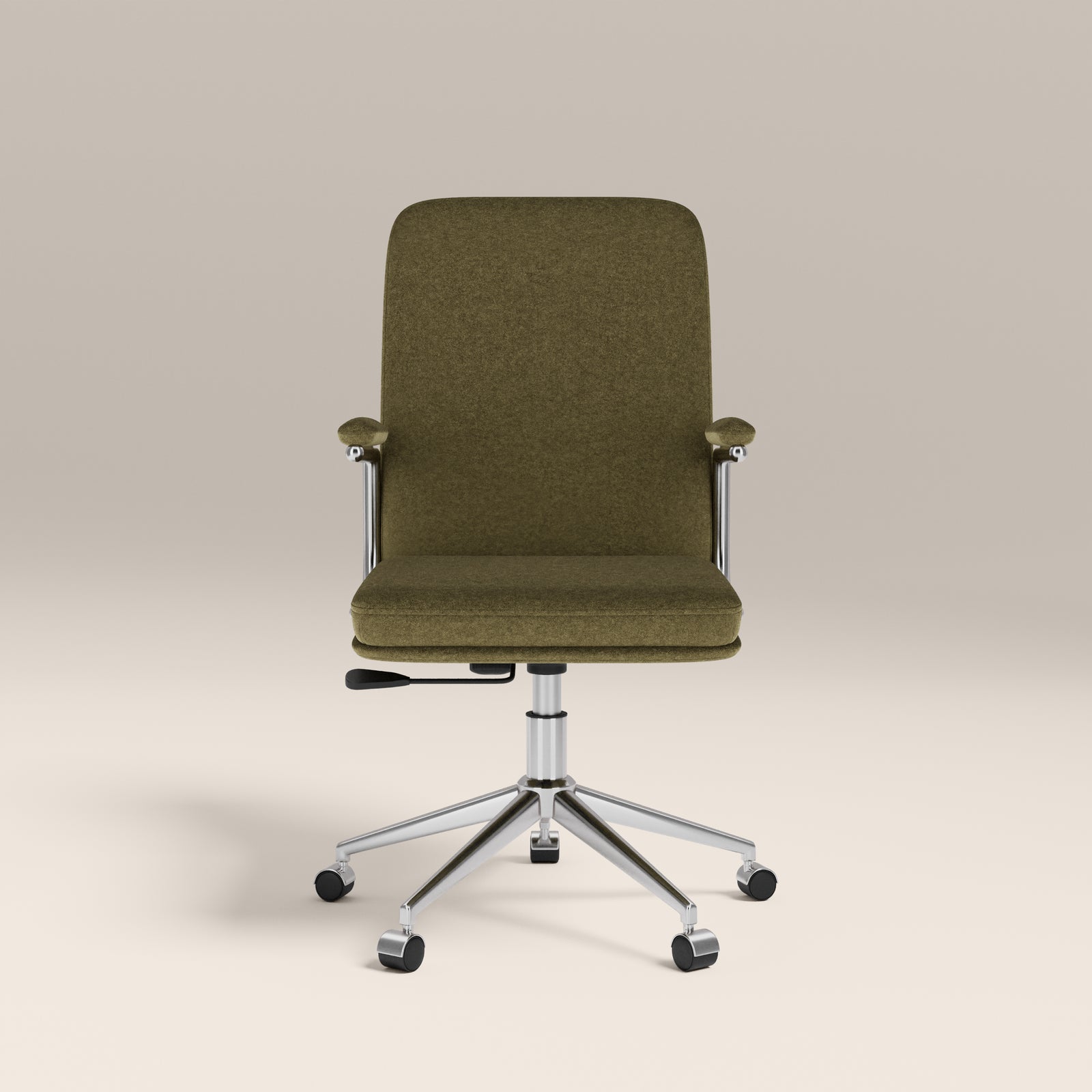 Elara Office Chair | Moss Green Sustainable Mohair Velvet & Chrome