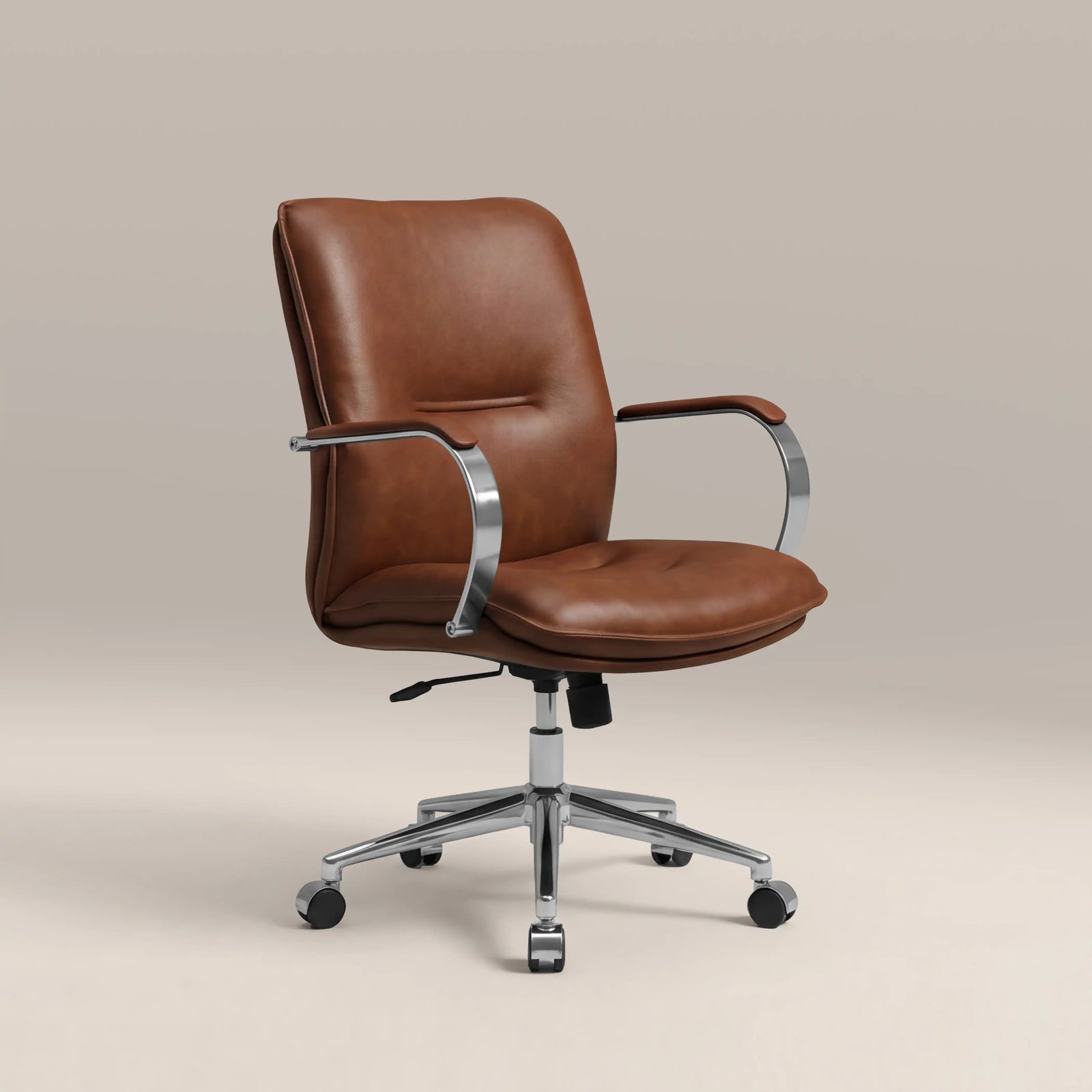 Flynn Office Chair | Vintage Tan Faux Leather & Chrome