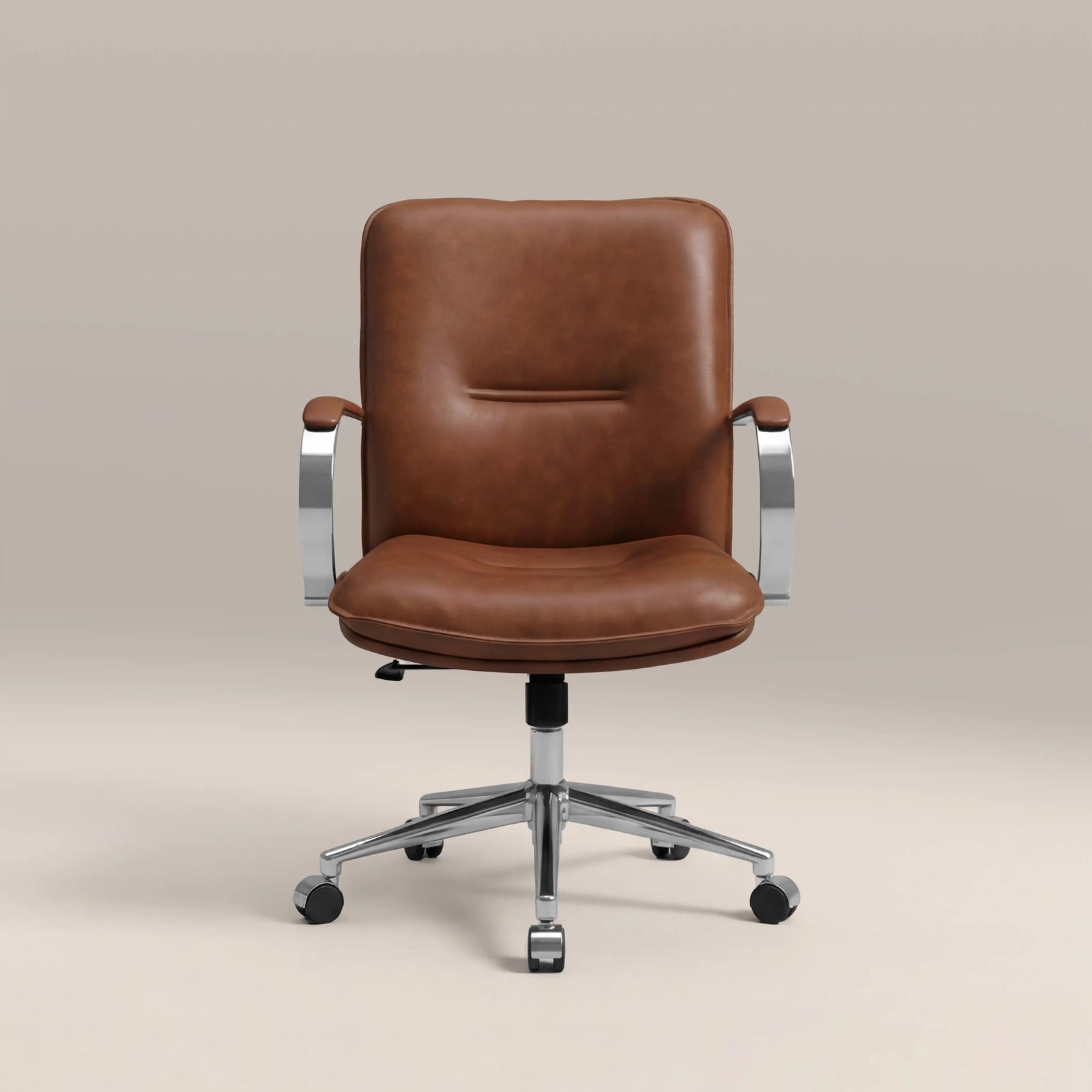 Flynn Office Chair | Vintage Tan Faux Leather & Chrome
